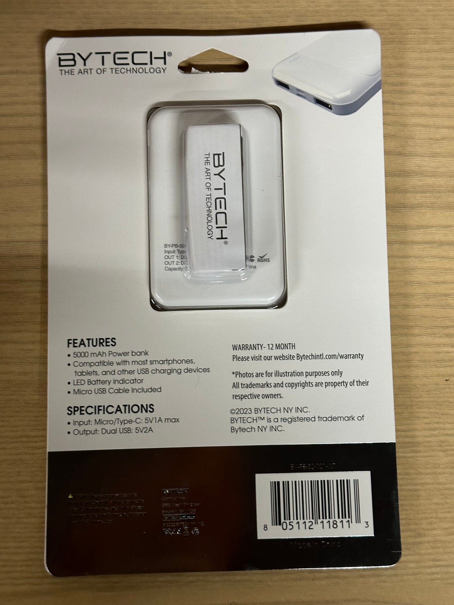 Bytech 5000 mAh Dual USB Power Bank (Pre-Charged, 27 Hours Charging Time)