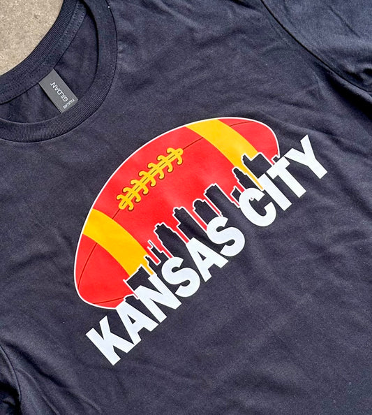 KC Football Skyline - Kansas City Super Soft T-Shirt (Black)