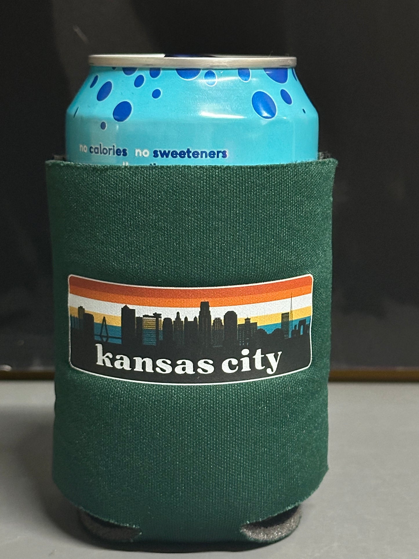 Retro Kansas City Skyline  - Green Can Cooler Koozie