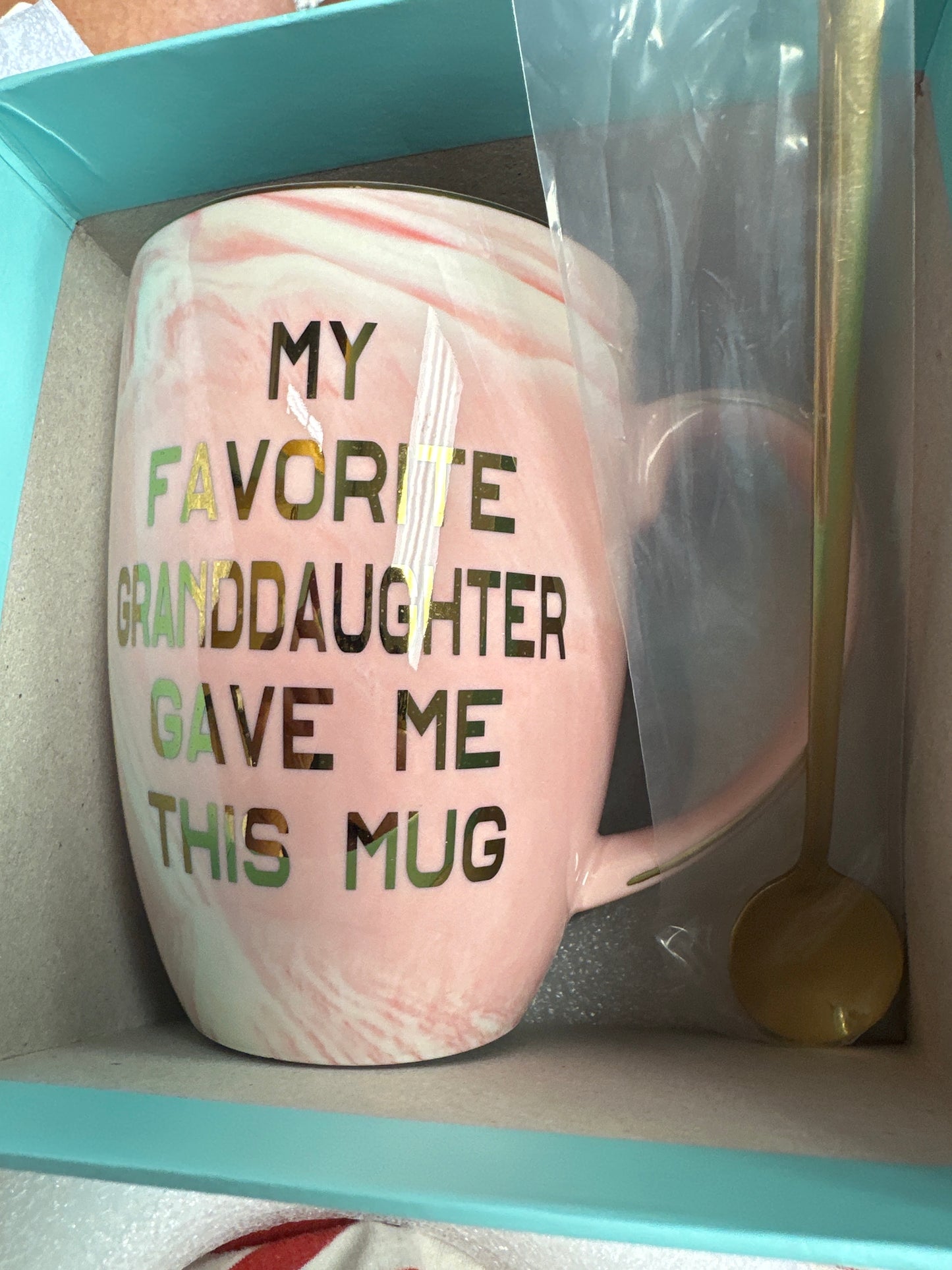 My favorite Granddaughter Gave Me This Mug Grandma Grandpa Mug Birthday Mothers Fathers Day Mugs for Grandpa Grandma Grandparents from Granddaughter 14 Ounce Gift Box with Spoon and Coaster Gray