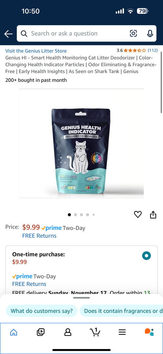 Genius HI - Smart Health Monitoring Cat Litter Deodorizer | Color-Changing Health Indicator Particles | Odor Eliminating & Fragrance-Free | Early Health Insights | As Seen on Shark Tank | Genius