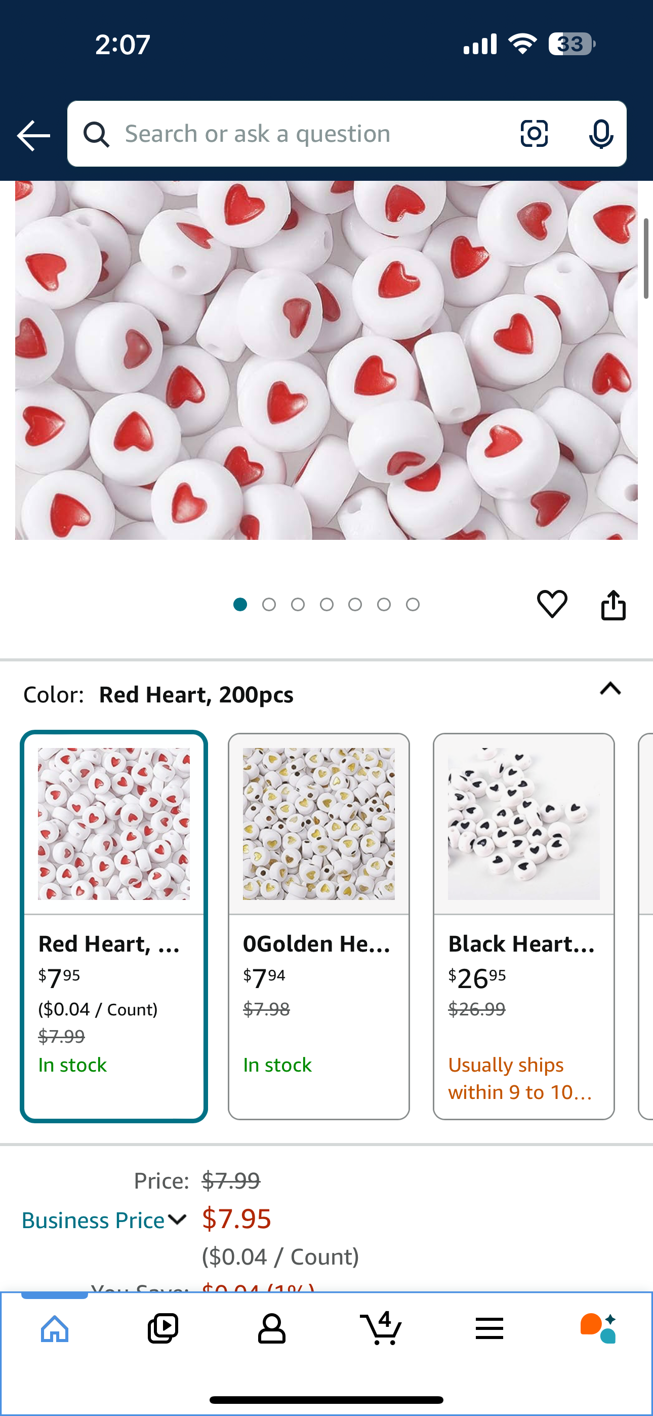 100-Pack Acrylic White Flat Round Loose Spacer Beads 7mm Red Heart Pattern Disc Coin Pony Beads for DIY Necklace Bracelet Jewelry Making