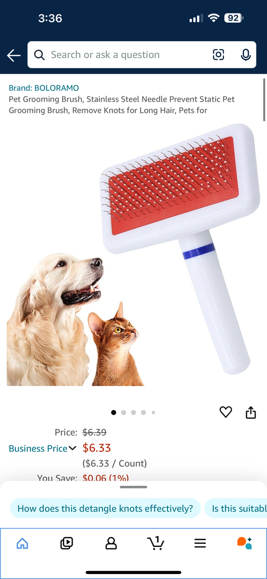 Pet Grooming Brush, Stainless Steel Needle Prevent Static Pet Grooming Brush, Remove Knots for Long Hair, Pets