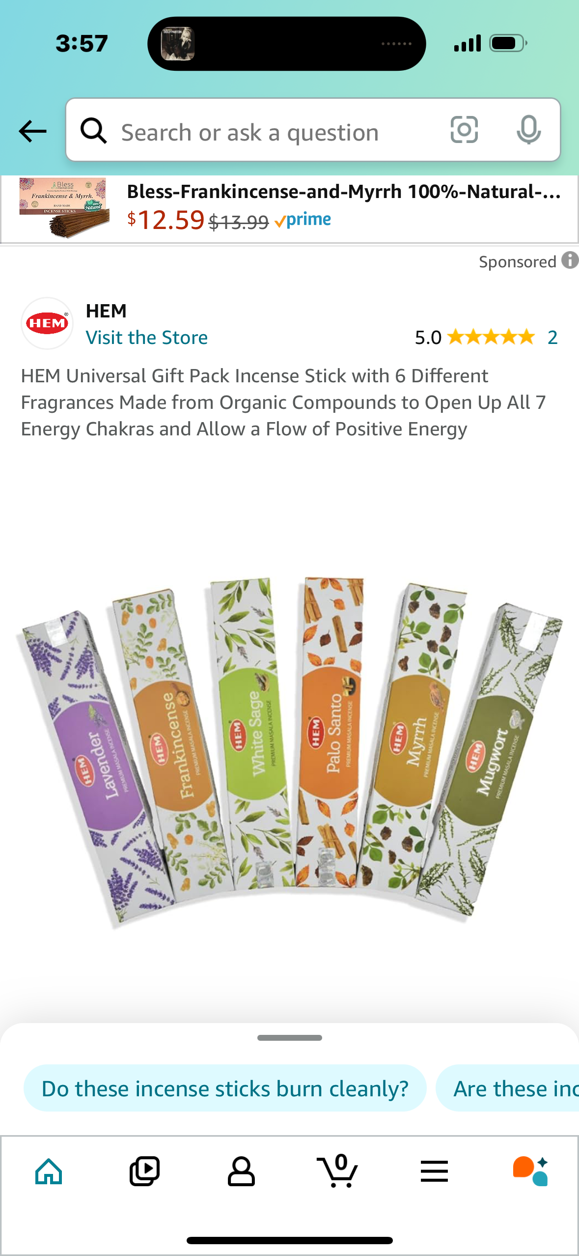 HEM Universal Gift Pack Incense Stick with 6 Different Fragrances Made from Organic Compounds to Open Up All 7 Energy Chakras and Allow a Flow of Positive Energy