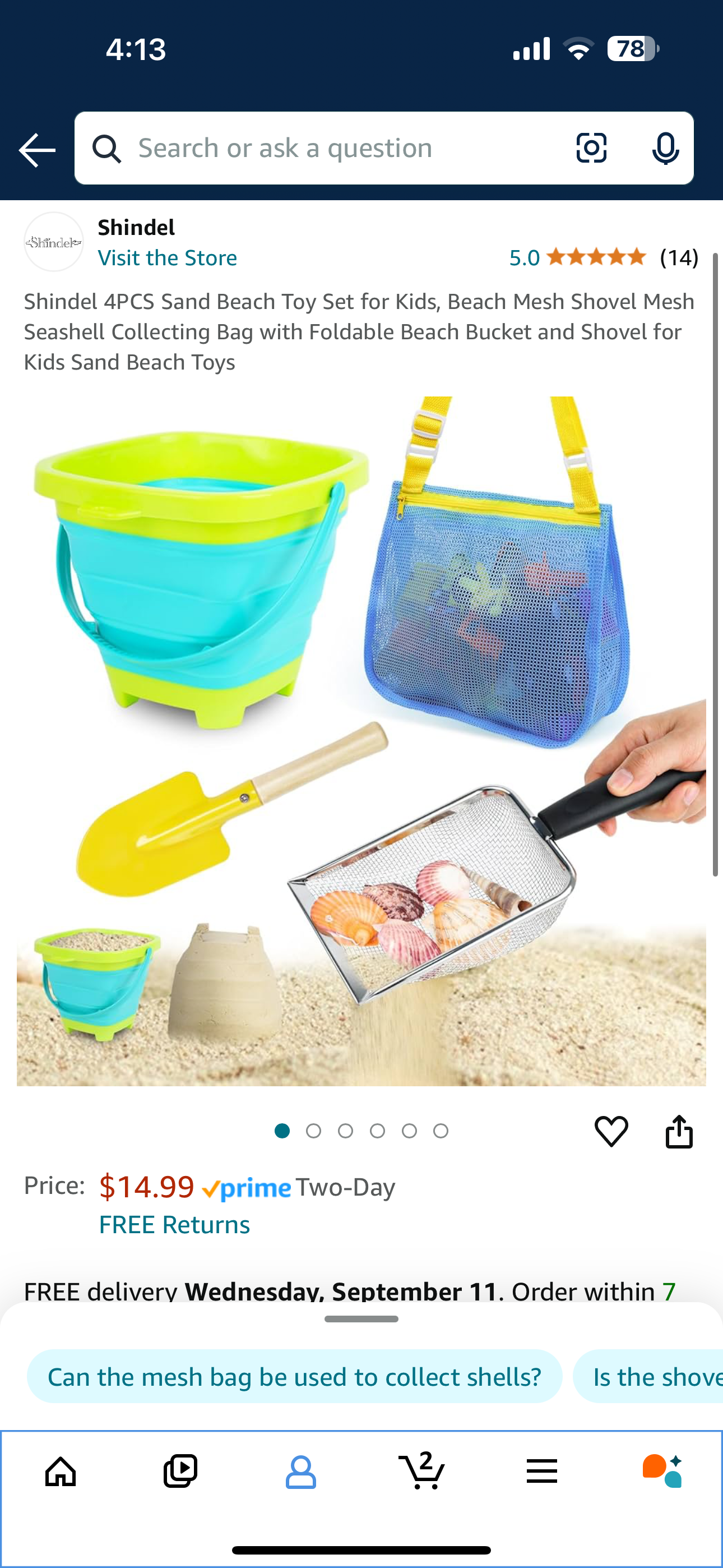 Shindel 4PCS Sand Beach Toy Set for Kids, Beach Mesh Shovel Mesh Seashell Collecting Bag with Foldable Beach Bucket and Shovel for Kids Sand Beach Toys