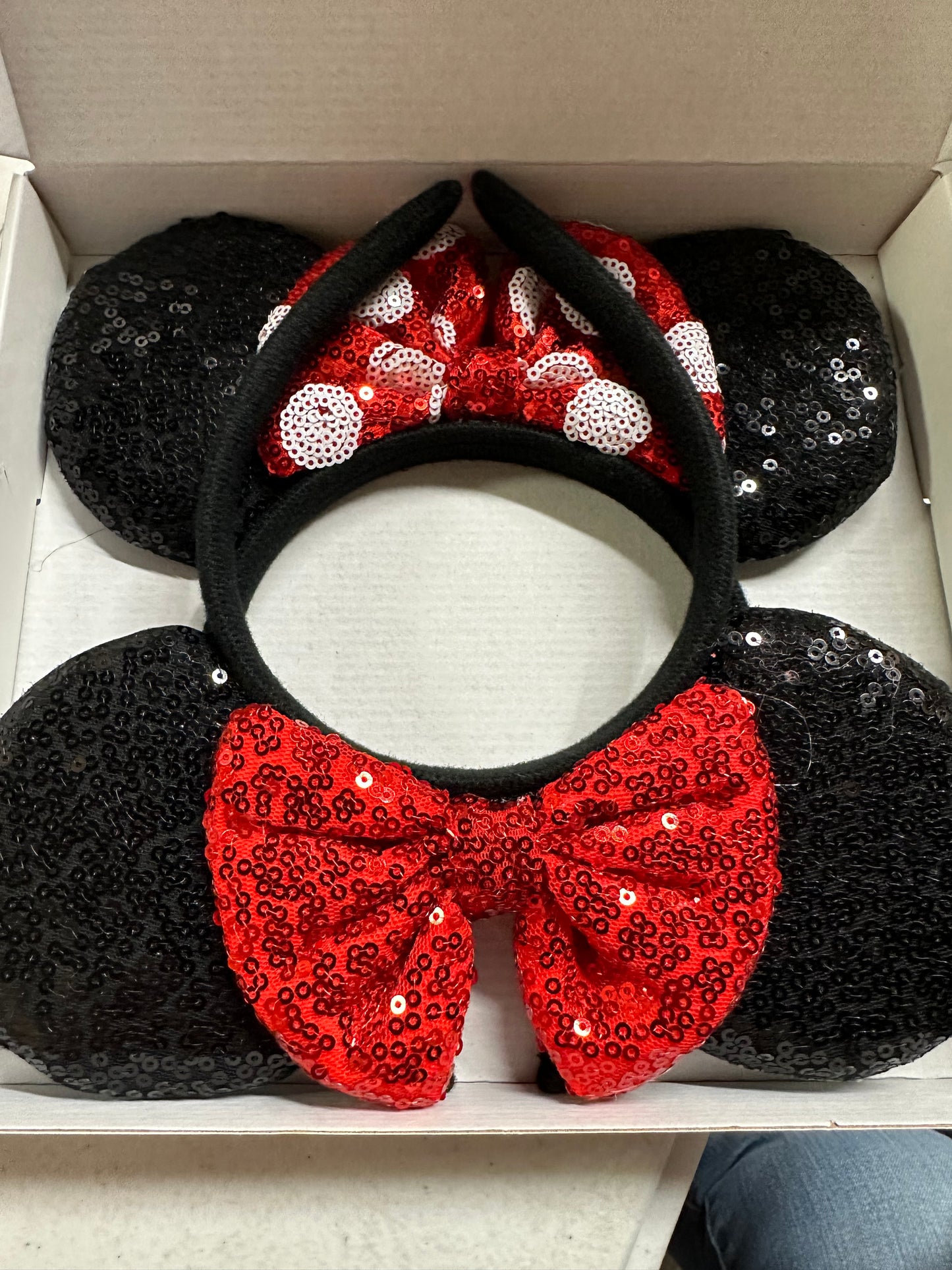 Mouse Ears Headbands for Women Groups Mouse Ears Shiny Bows for Birthday Themed Events Accessories Party (Red2, One Size) Come In A Gift Box