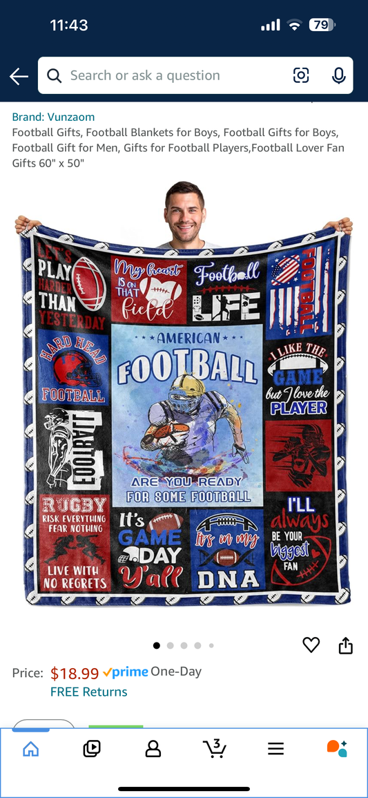 Football Gifts, Football Blankets for Boys, Football Gifts for Boys, Football Gift for Men, Gifts for Football Players,Football Lover Fan Gifts 60" x 50