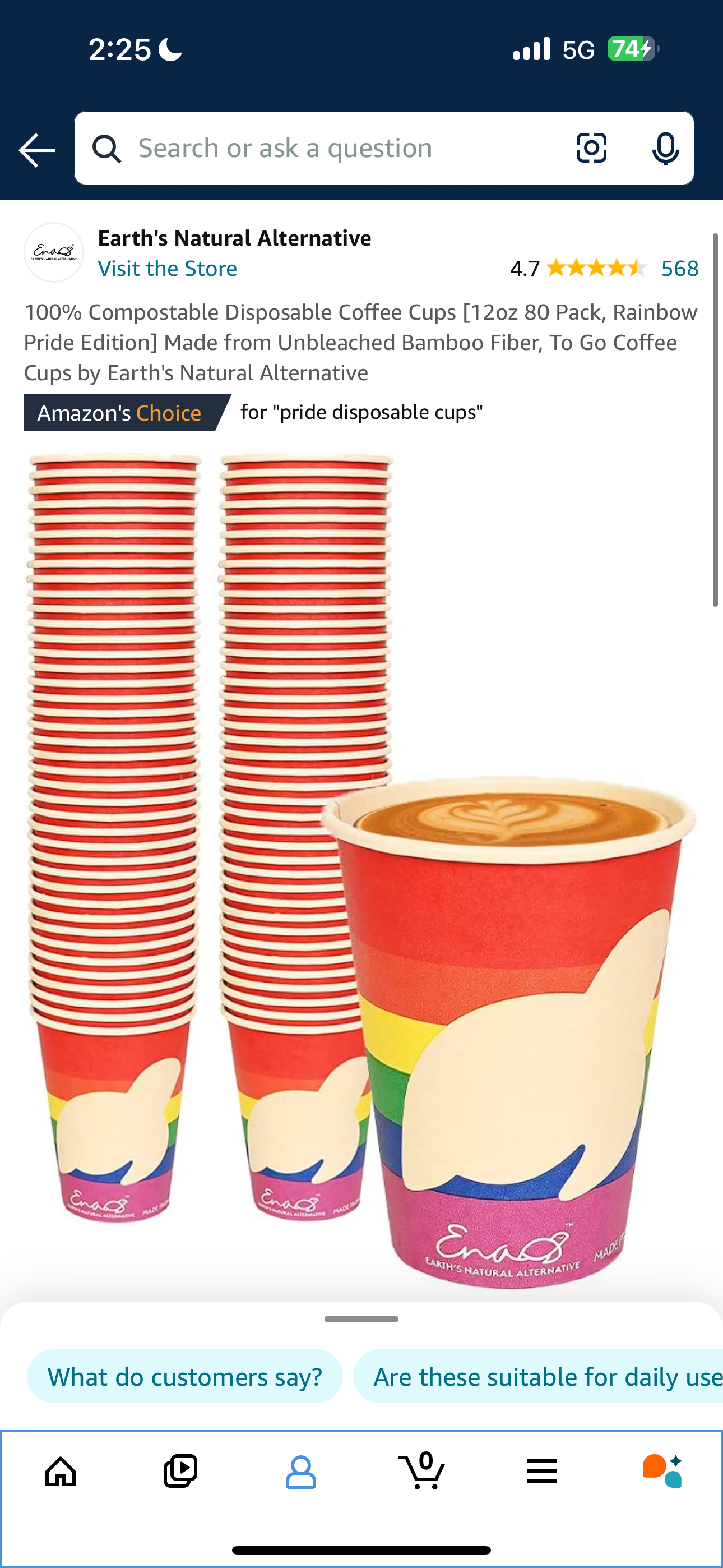 Compostable Rainbow Pride Coffee Cups