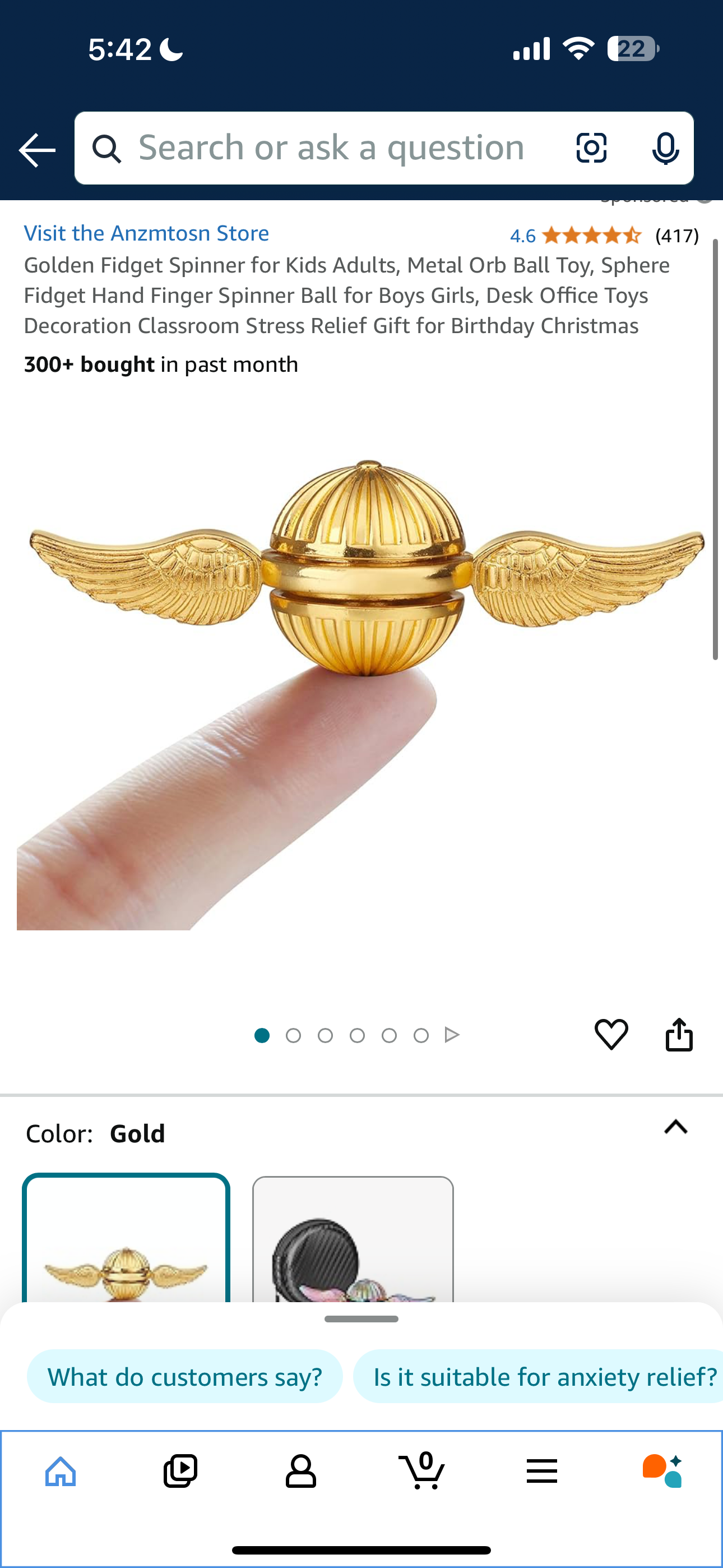 Golden Snitch Harry Potter Fidget Spinner