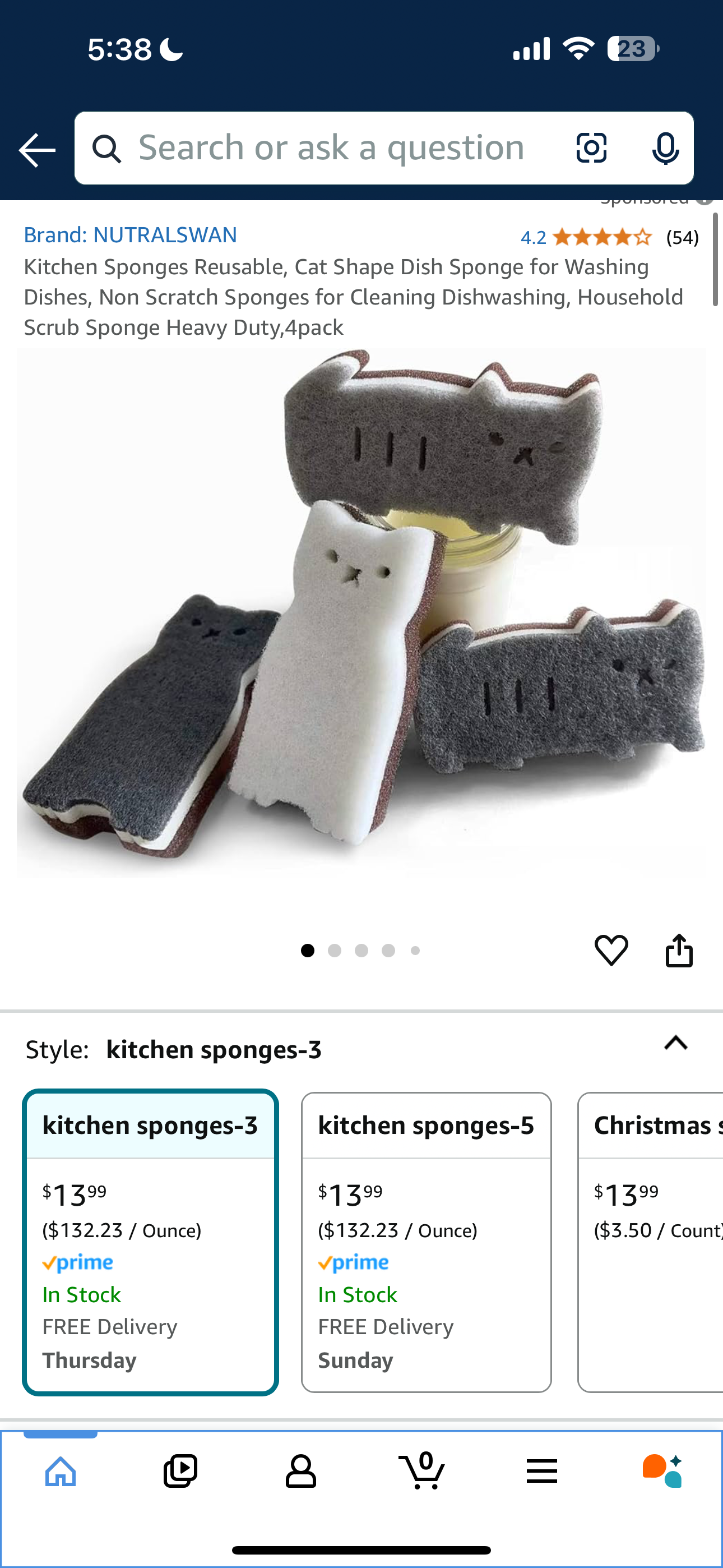 Kitchen Sponges Reusable, Cat Shape Dish Sponge for Washing Dishes, Non Scratch Sponges for Cleaning Dishwashing, Household Scrub Sponge Heavy Duty,4pack