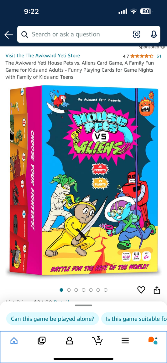 The Awkward Yeti House Pets vs. Aliens Card Game, A Family Fun Game for Kids and Adults - Funny Playing Cards for Game Nights with Family of Kids and Teens