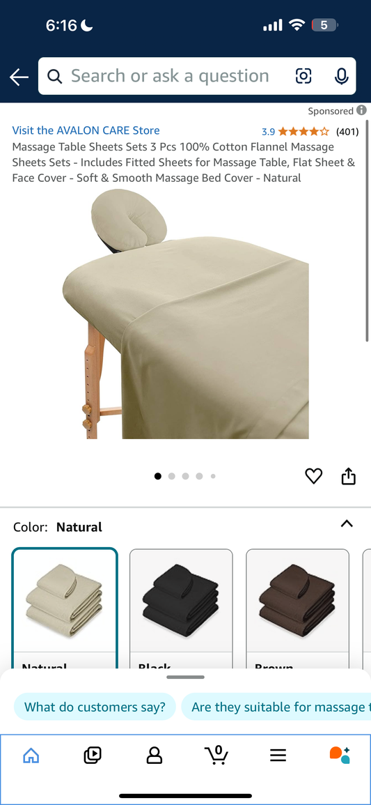 Massage Table Sheets Sets 3 Pcs 100% Cotton Flannel Massage Sheets Sets - Includes Fitted Sheets for Massage Table, Flat Sheet & Face Cover - Soft & Smooth Massage Bed Cover - Natural