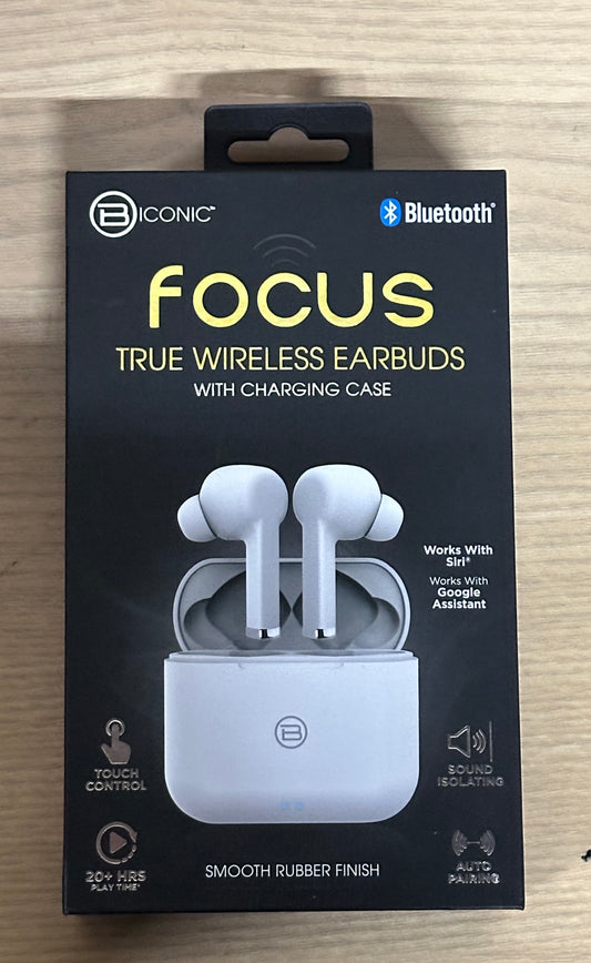 Iconic Focus Bluetooth Wireless Earbuds (White)