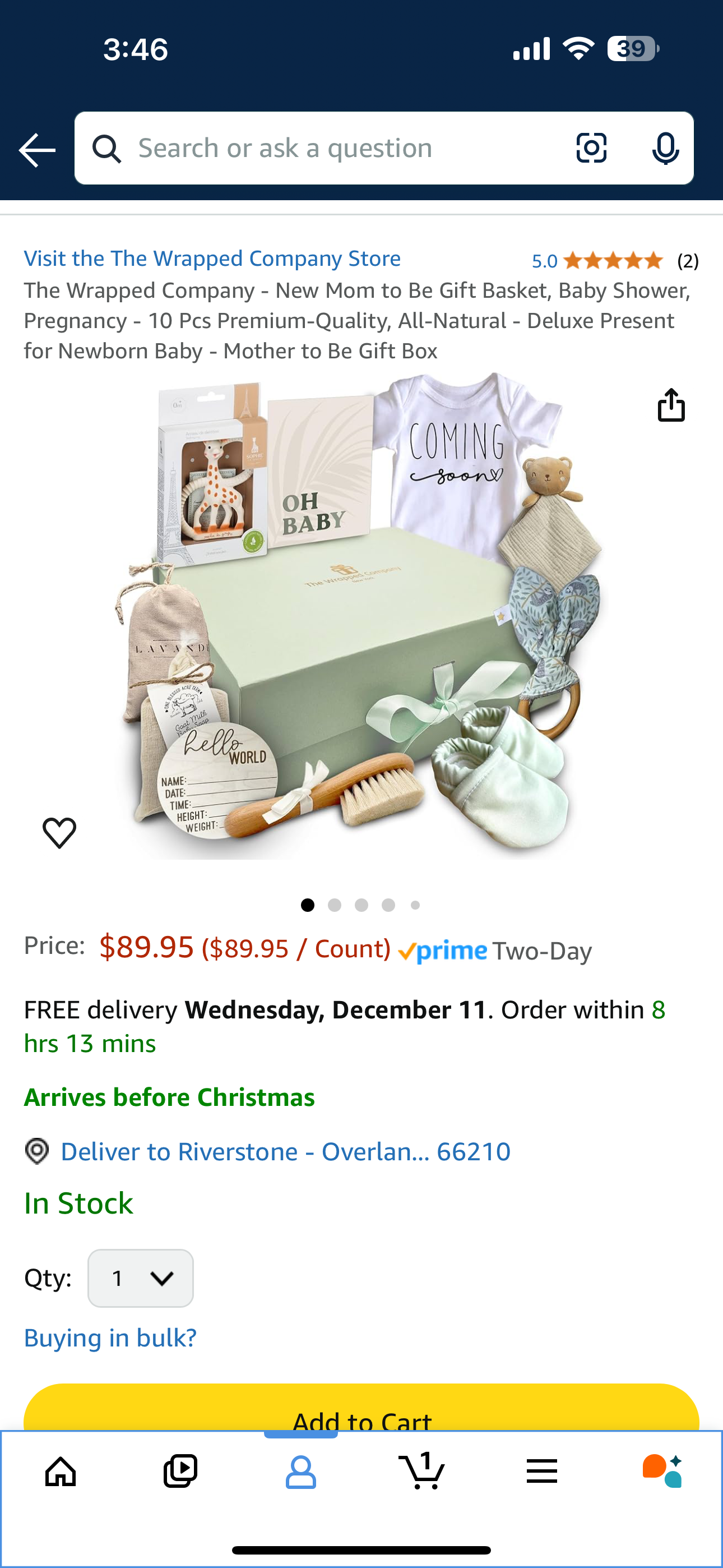 The Wrapped Company - New Mom to Be Gift Basket, Baby Shower, Pregnancy - 10 Pcs Premium-Quality, All-Natural - Deluxe Present for Newborn Baby - Mother to Be Gift Box