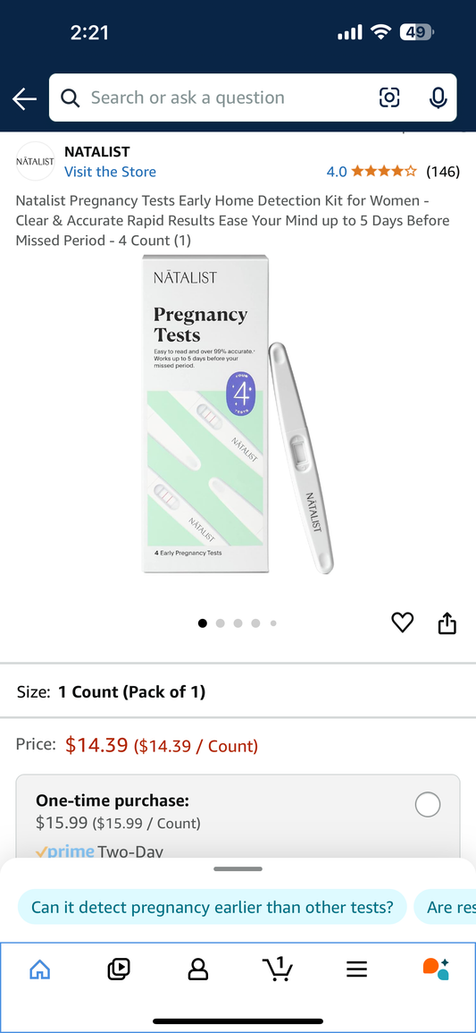 Natalist Pregnancy Tests Early Home Detection Kit for Women - Clear & Accurate Rapid Results Ease Your Mind up to 5 Days Before Missed Period - 4 Count (1)