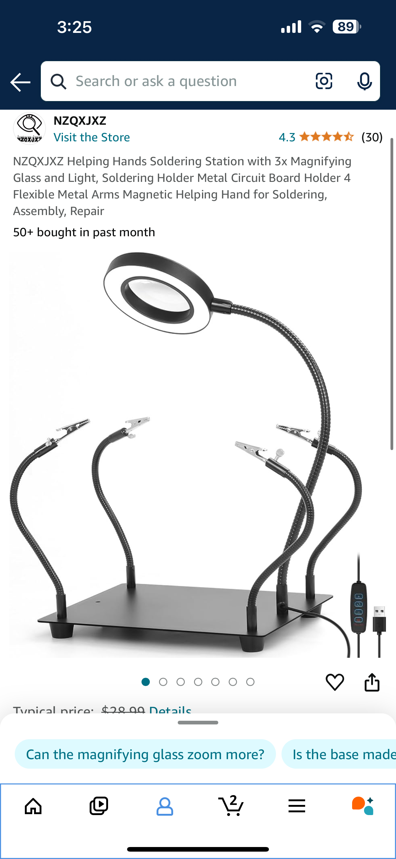 NZQXJXZ Helping Hands Soldering Station with 3x Magnifying Glass and Light, Soldering Holder Metal Circuit Board Holder 4 Flexible Metal Arms Magnetic Helping Hand for Soldering, Assembly, Repair