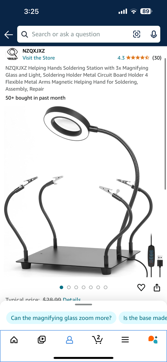 NZQXJXZ Helping Hands Soldering Station with 3x Magnifying Glass and Light, Soldering Holder Metal Circuit Board Holder 4 Flexible Metal Arms Magnetic Helping Hand for Soldering, Assembly, Repair