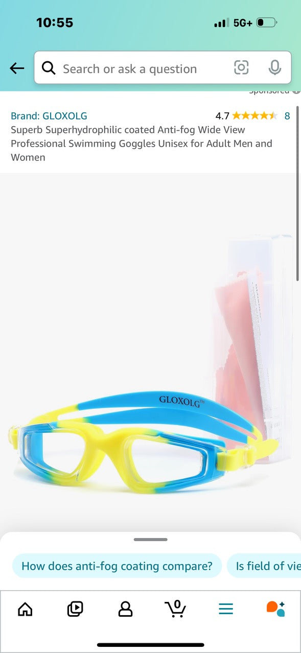 Gloxolg Swimming Goggles (Blue/Yellow)