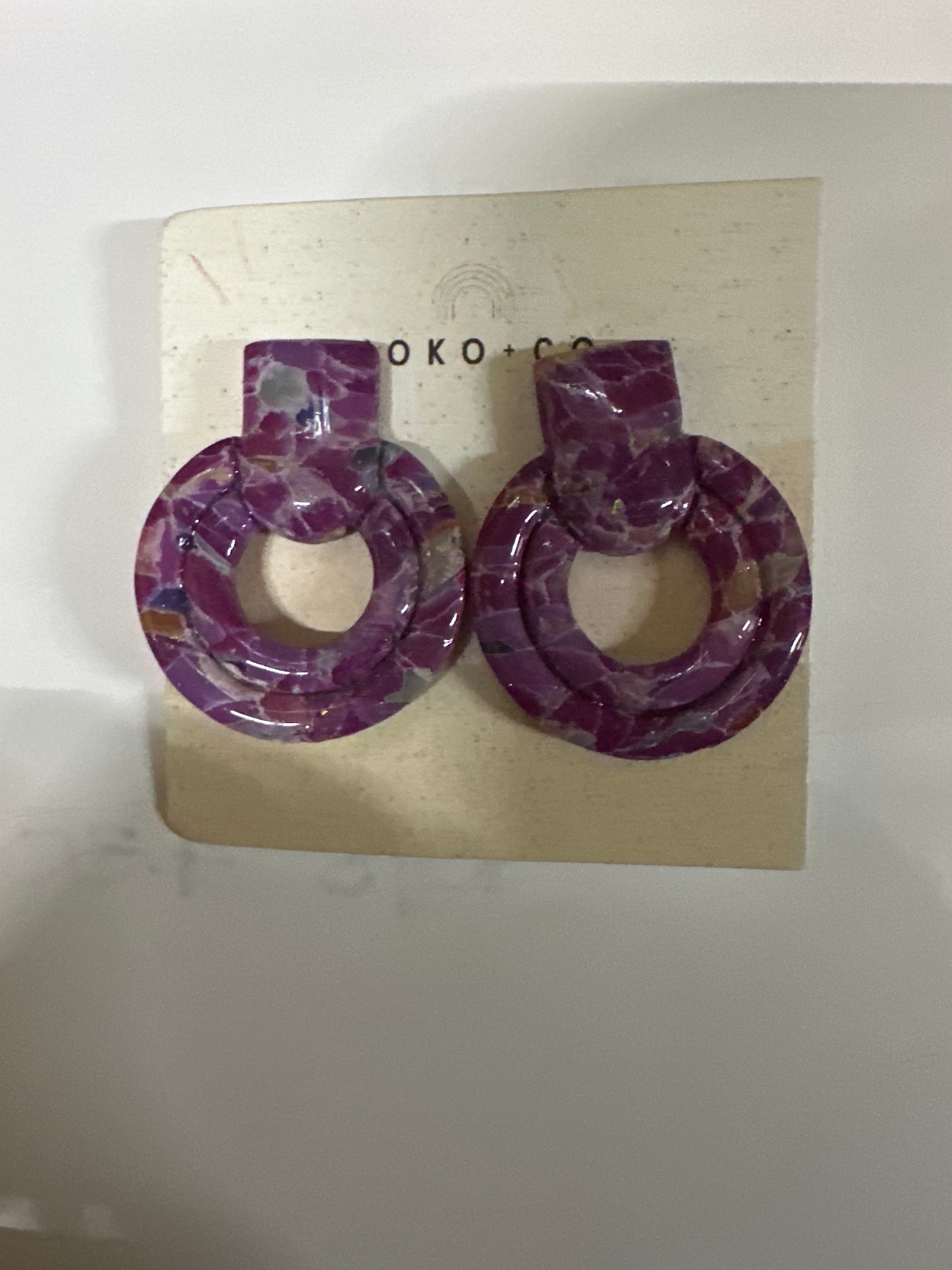 Purple Mosaic Circle Earrings