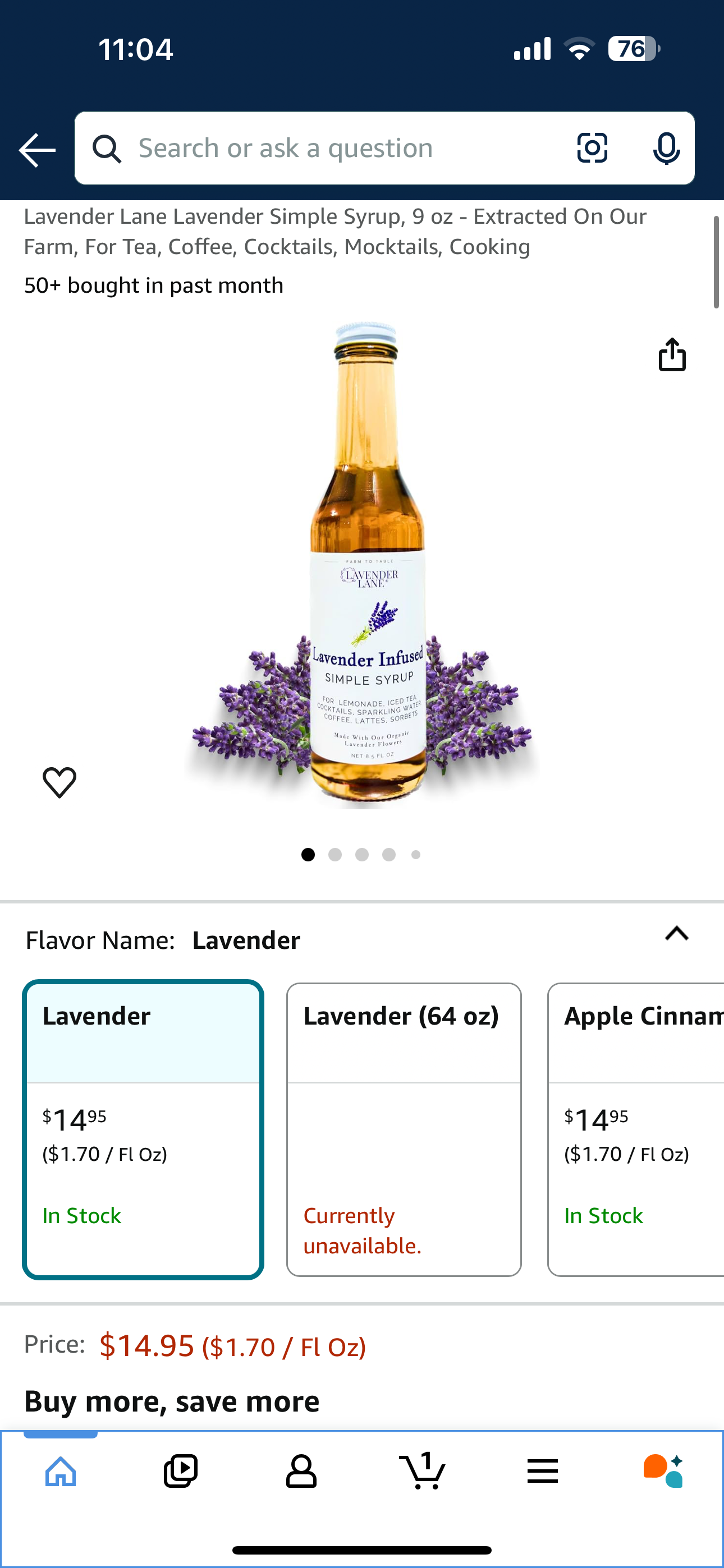 Organic Non GMO Lavender Agave Syrup (Expires 10/26)