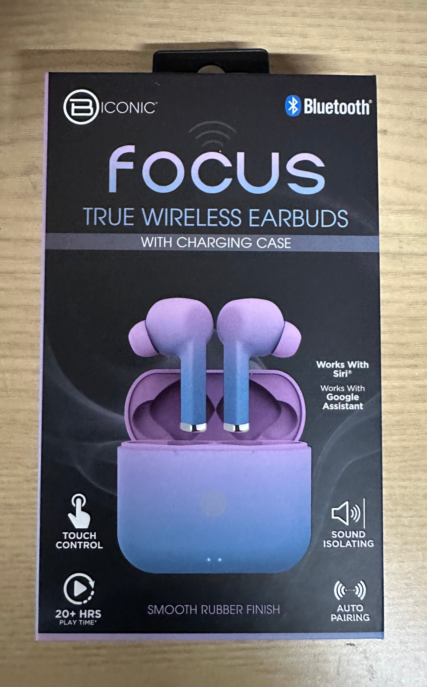 Iconic Focus Bluetooth Wireless Earbuds (Ombre Purple/Blue)