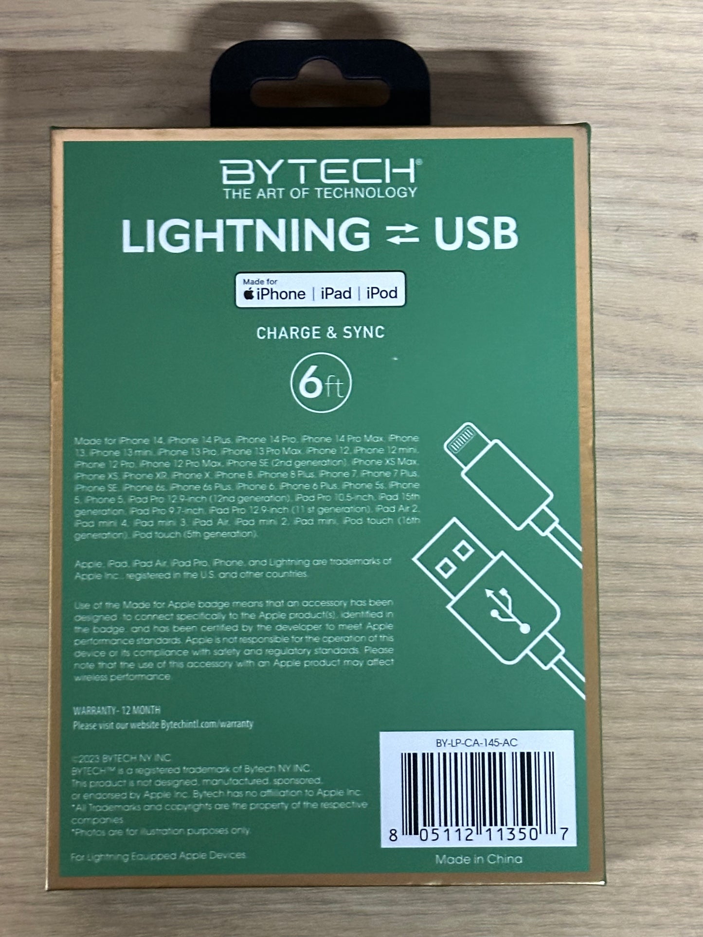 ByTech Rubberized 6-Foot Ombre MFI Certified Lightning To USB Cable (Ombre Green)