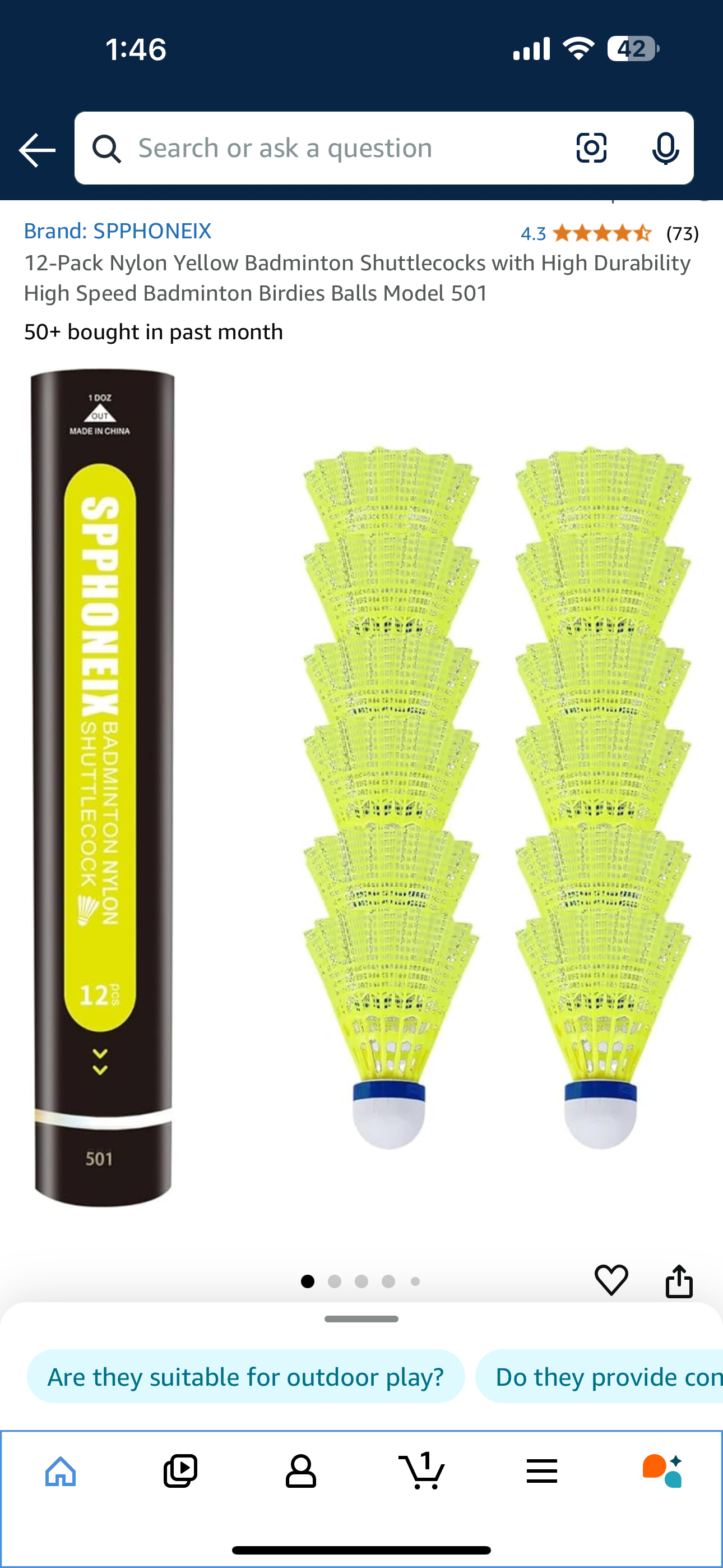 12-Pack Nylon Yellow Badminton Shuttlecocks with High Durability High Speed Badminton Birdie