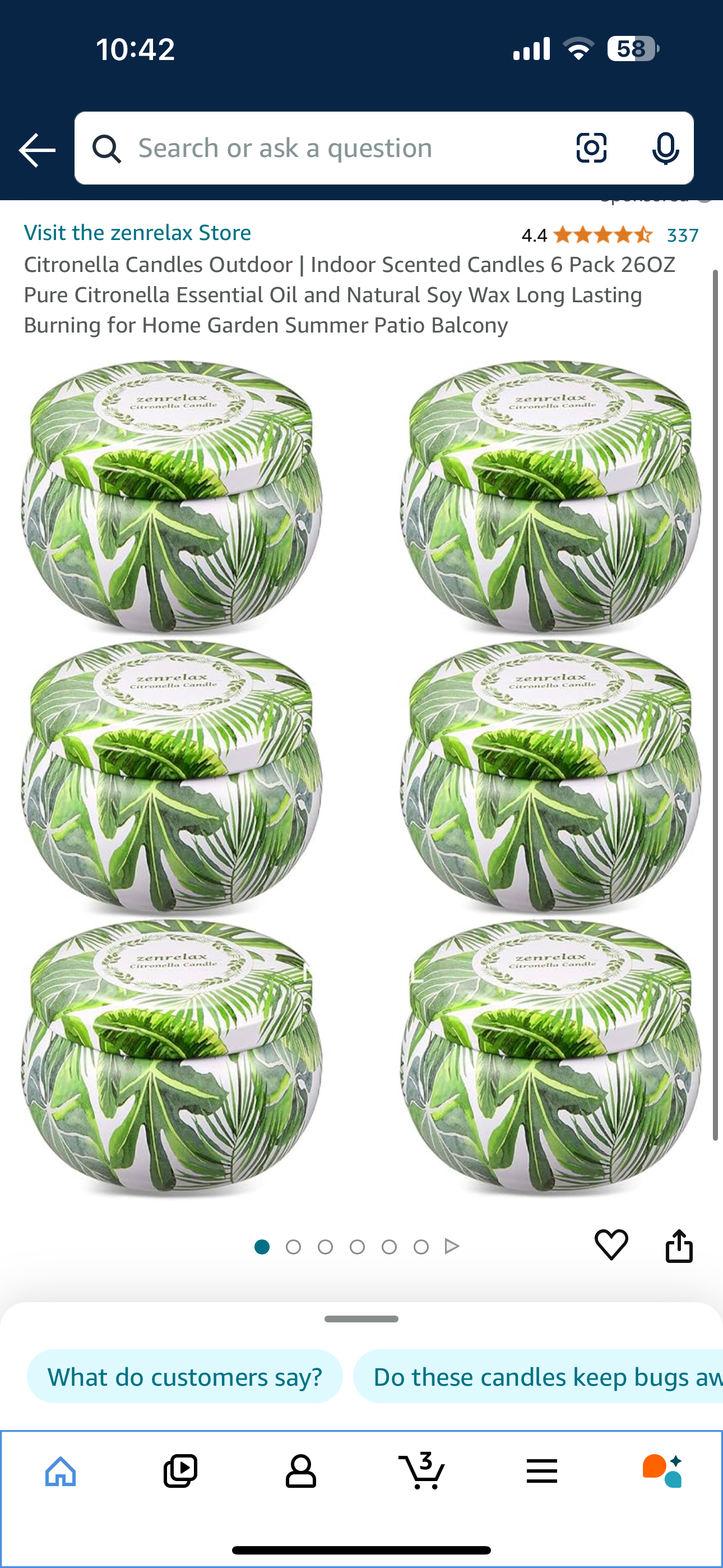 Citronella Candles Outdoor | Indoor Scented Candles 6 Pack 26OZ Pure Citronella Essential Oil and Natural Soy Wax Long Lasting Burning for Home Garden Summer Patio Balcony