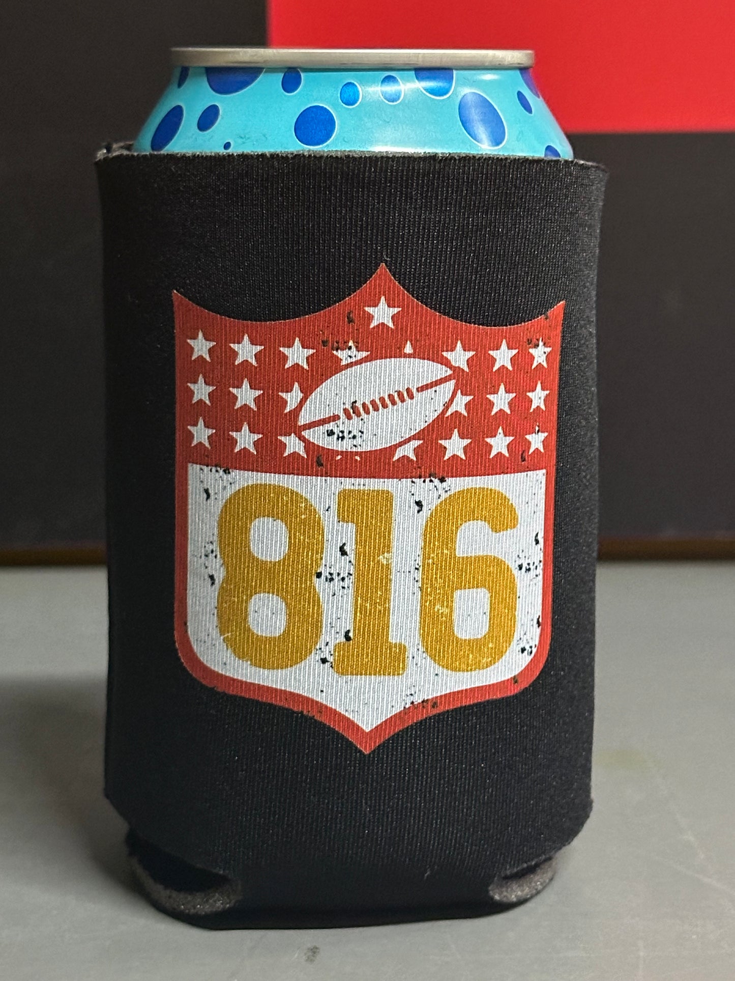 816 Football - Black Can Cooler Koozie