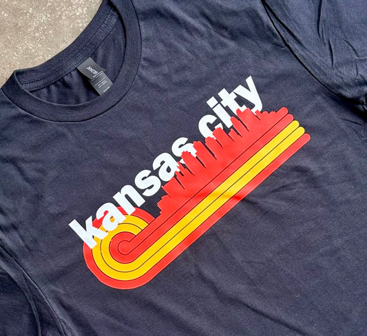 Retro KC Skyline  - Kansas City Super Soft T-Shirt (Black)