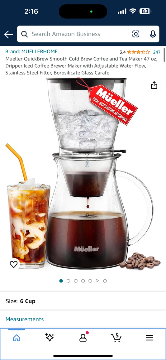 Mueller QuickBrew Smooth Cold Brew Coffee and Tea Maker 47 oz