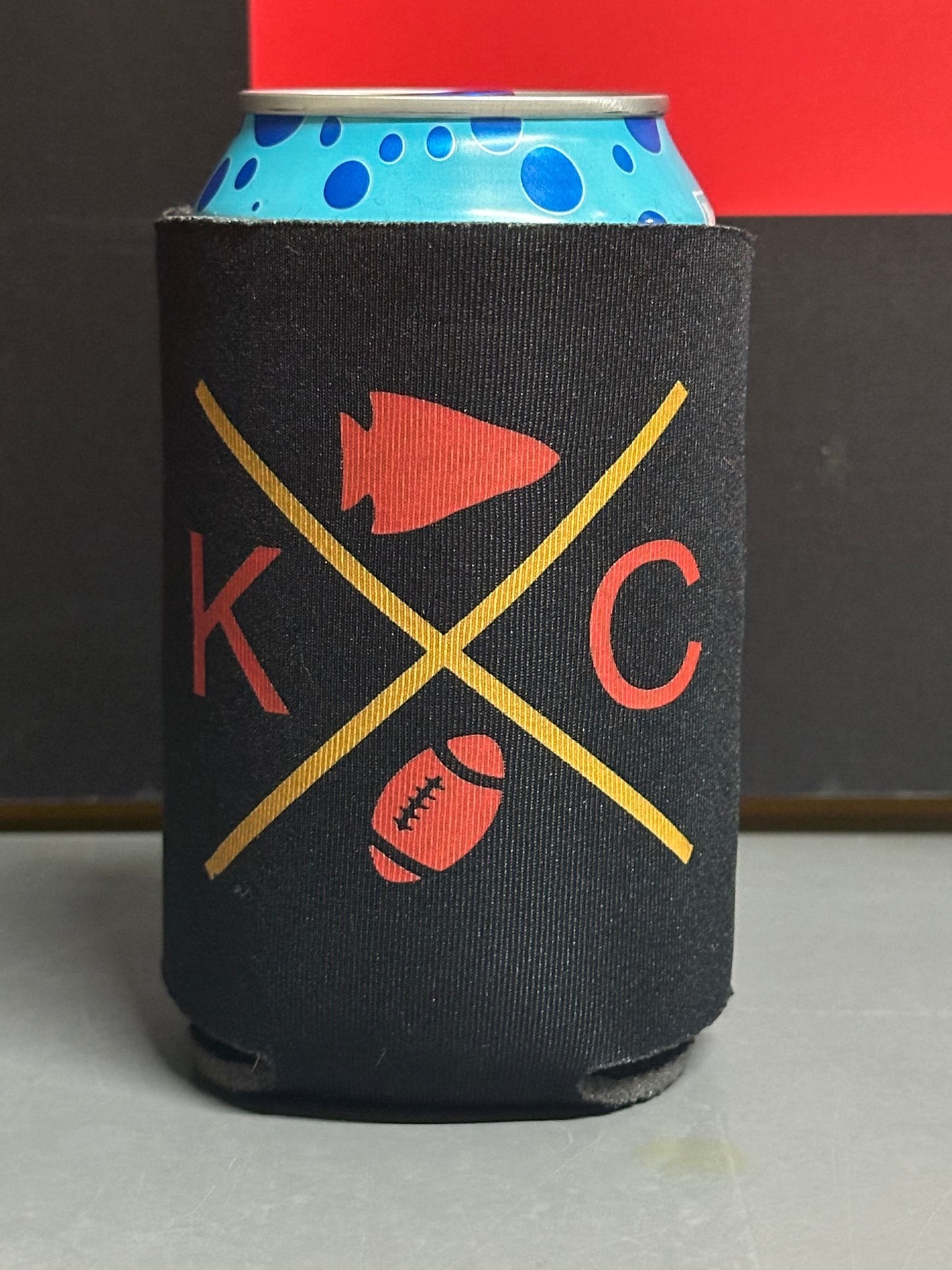 Football Arrowhead KC  - Black Can Cooler Koozie