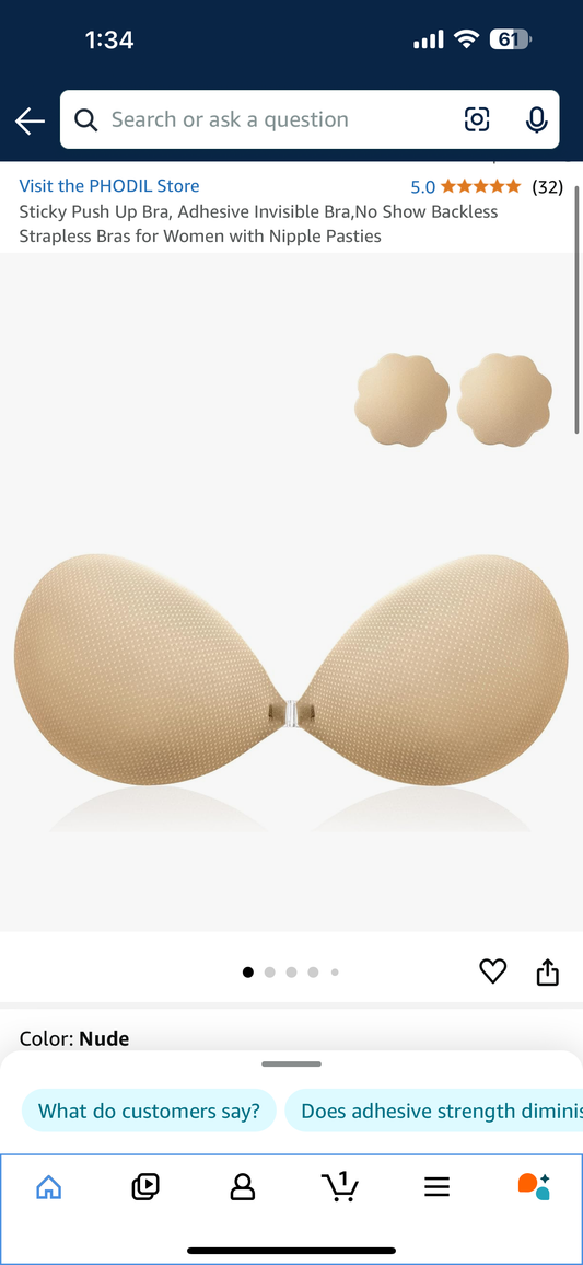 Sticky Push Up Bra, Adhesive Invisible Bra,No Show Backless Strapless Bras for Women with Nipple Pasties