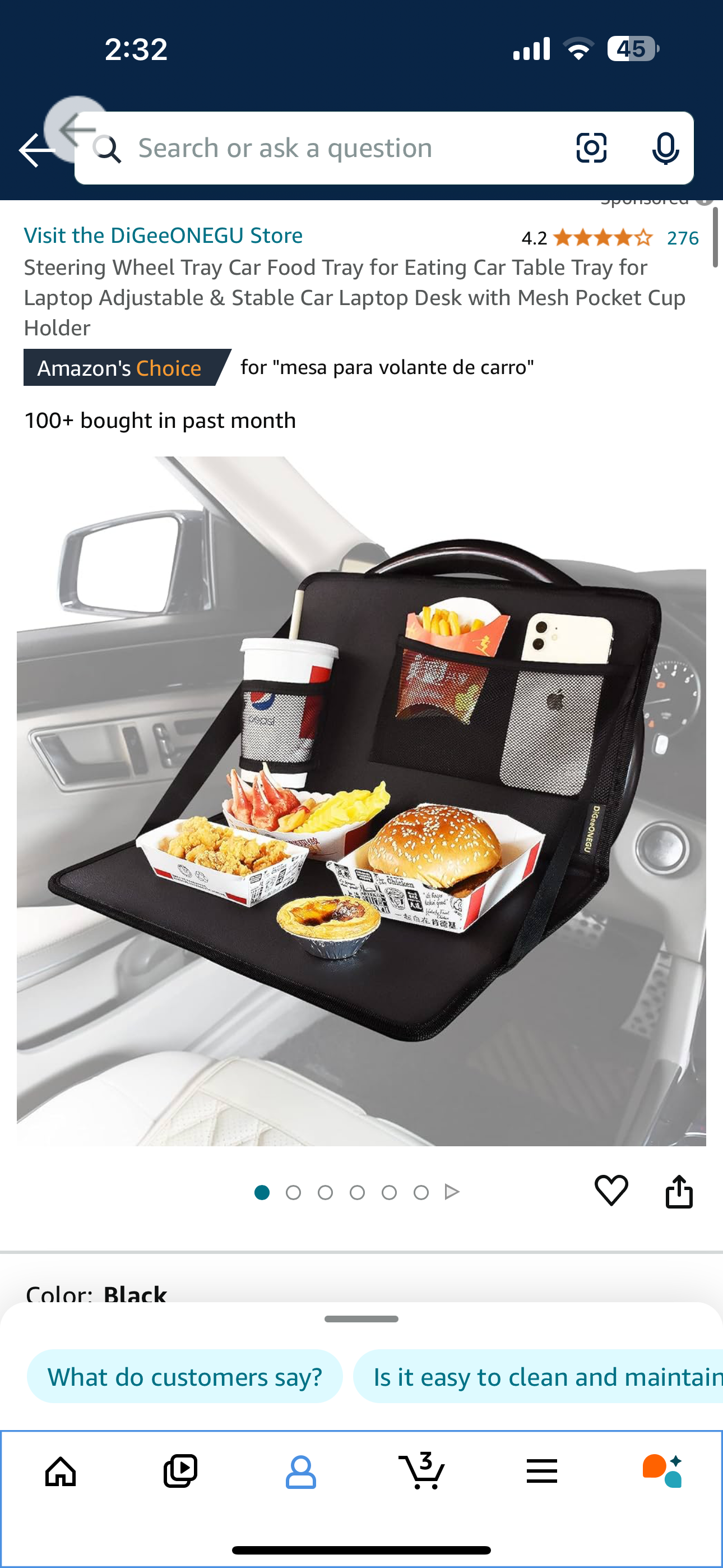 Steering Wheel Tray Car Food Tray for Eating Car Table Tray for Laptop Adjustable & Stable Car Laptop Desk with Mesh Pocket Cup Holder