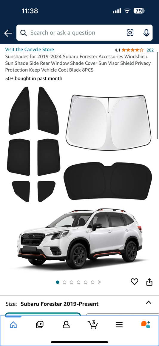 Sunshades for 2019-2024 Subaru Forester Accessories Windshield Sun Shade Side Rear Window Shade Cover Sun Visor Shield Privacy Protection Keep Vehicle Cool Black 8PCS