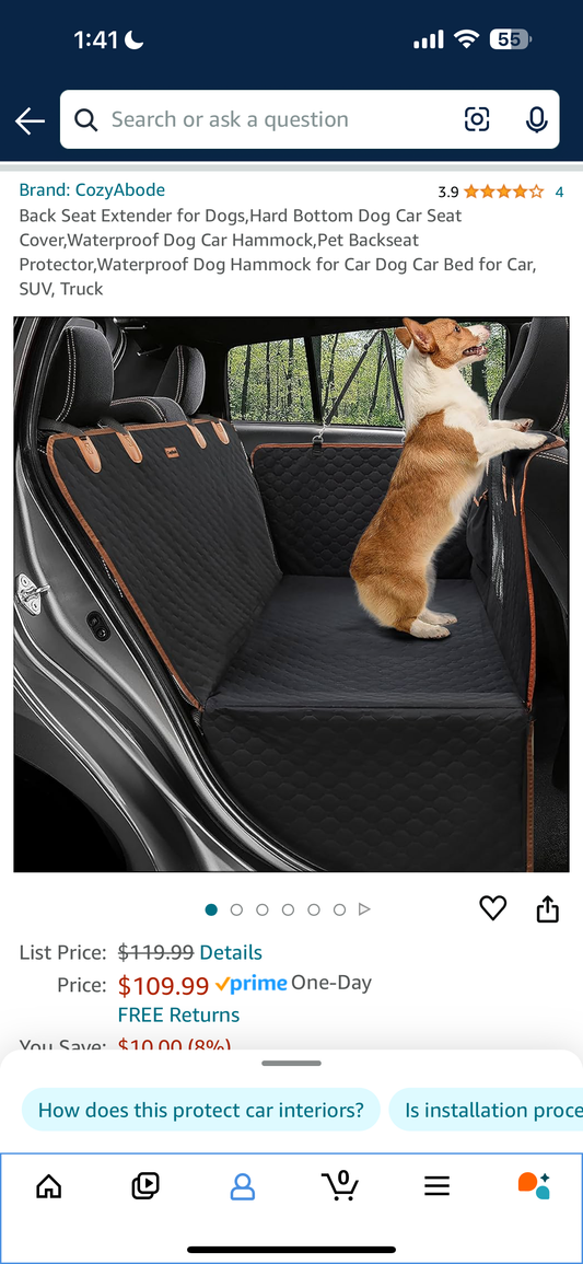 Back Seat Extender for Dogs,Hard Bottom Dog Car Seat Cover,Waterproof Dog Car Hammock,Pet Backseat Protector,Waterproof Dog Hammock for Car Dog Car Bed for Car, SUV, Truck