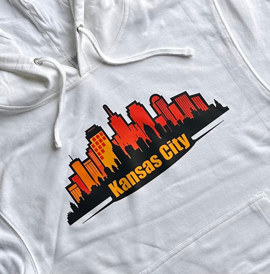 KC Skyline  - Kansas City Hooded Sweatshirt (White)