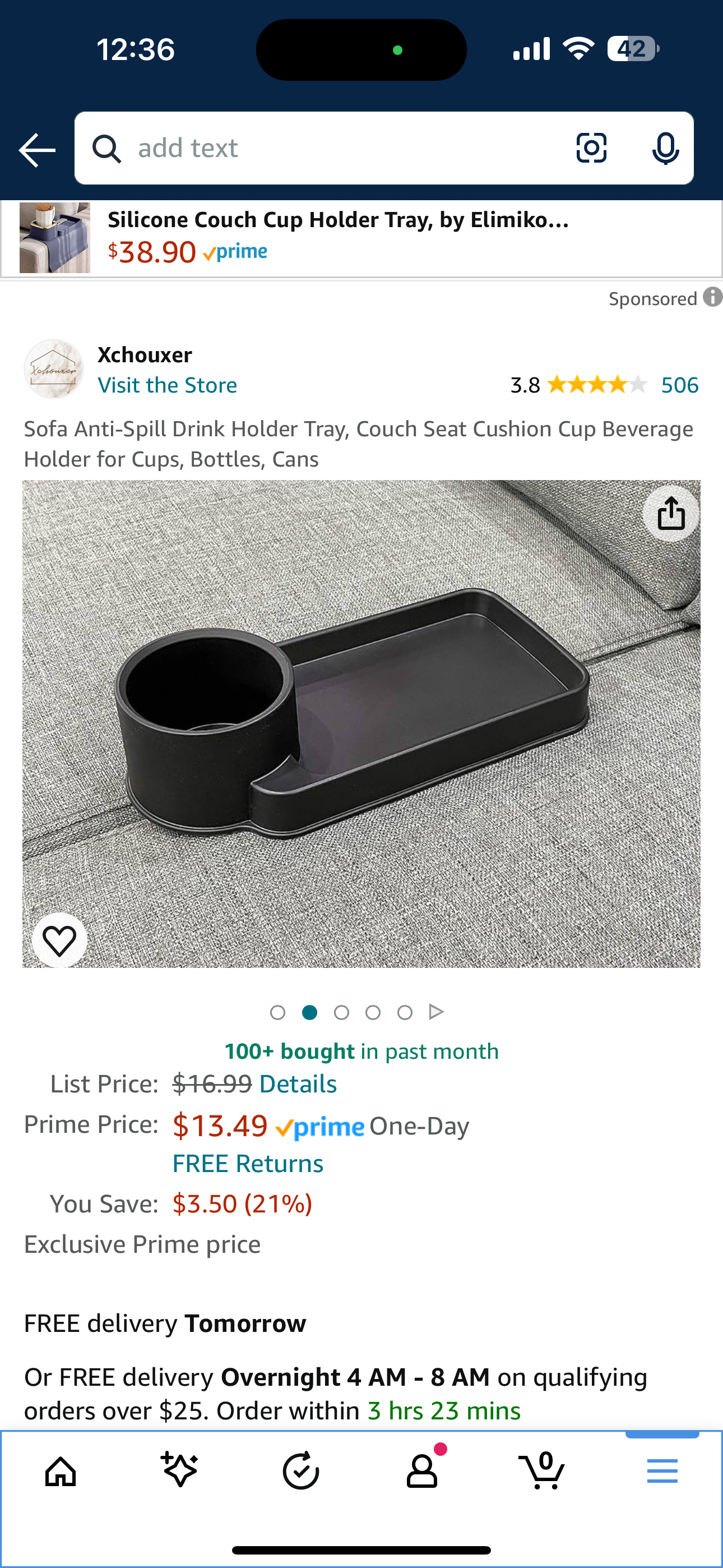 Sofa Anti-Spill Drink Holder Tray