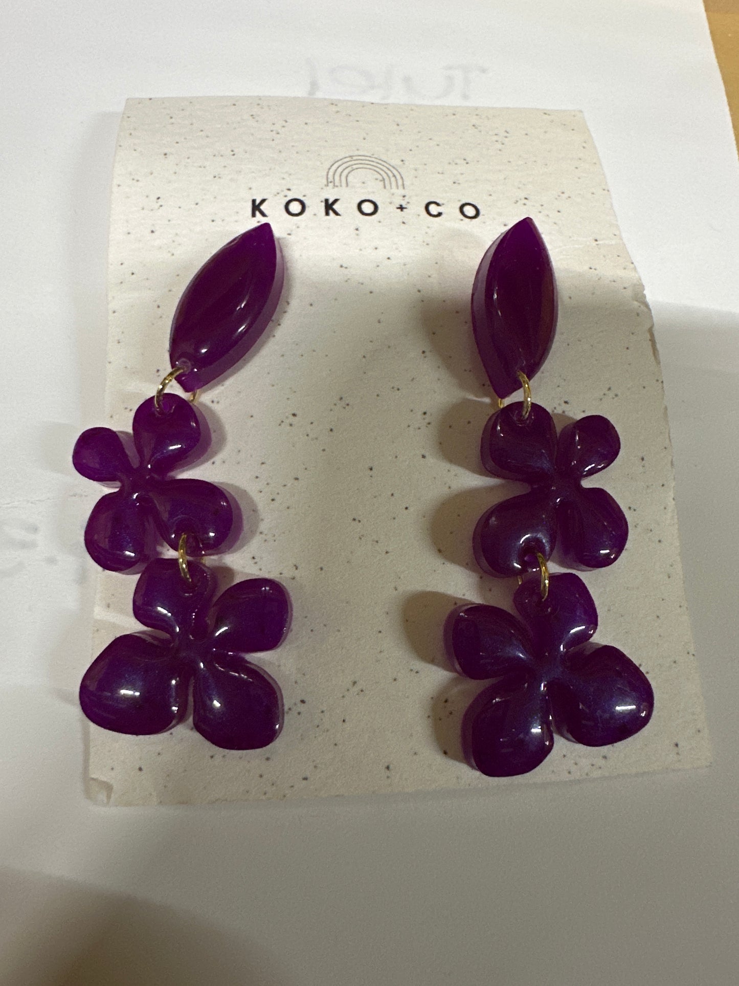 Purple Flower Dangle Earrings