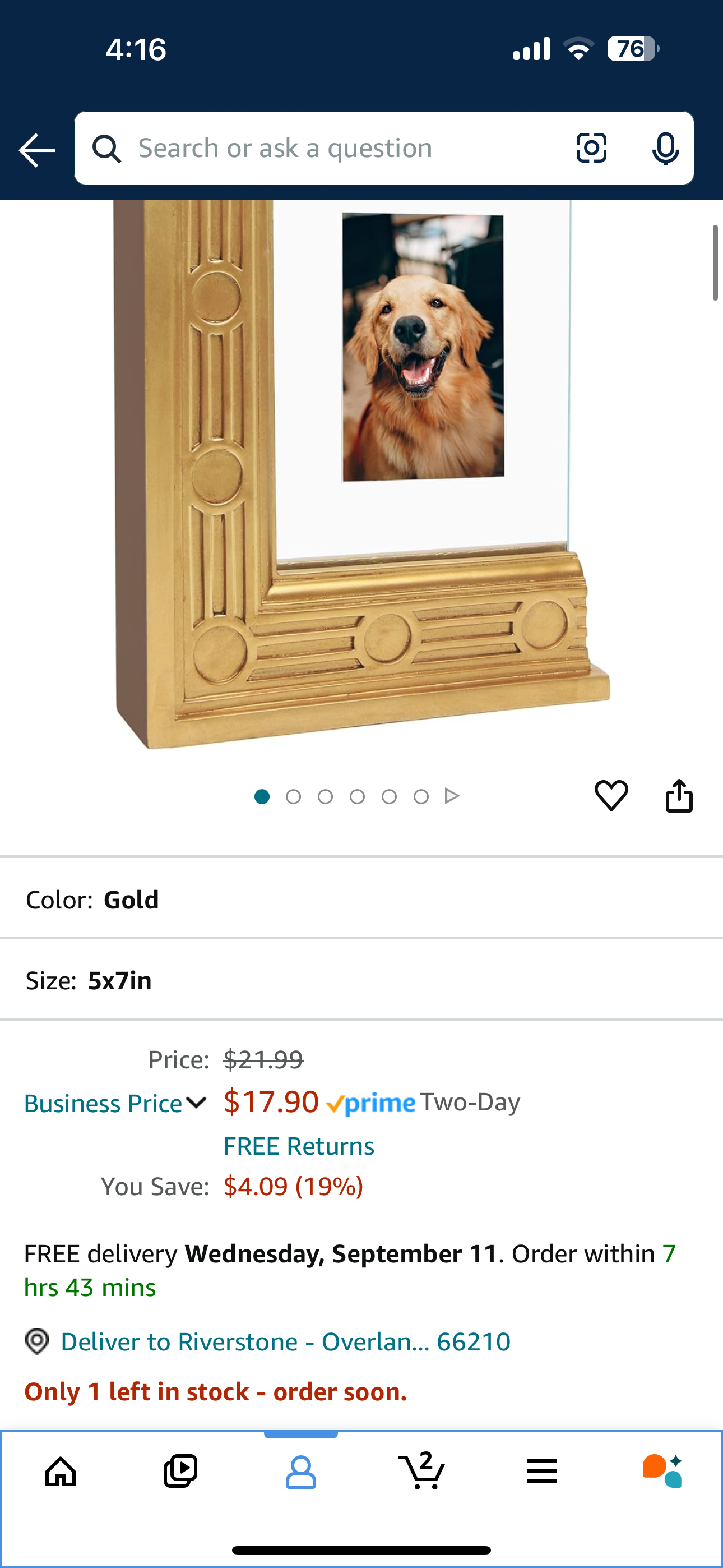 Gold 5x7 Picture Frame DIY Floating Display for 4X6, 2X3, Ornate L Shaped Polaroid Frame with Double High Definition Real Glass and Resin Base, Horizontal & Vertical for Desktop(Gold)