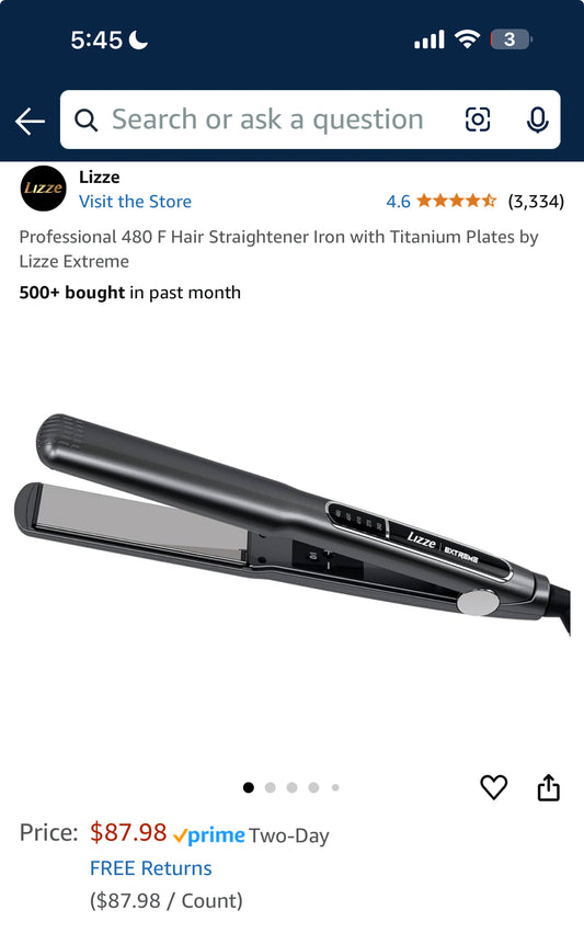 Professional 480 F Hair Straightener Iron with Titanium Plates by Lizze Extreme