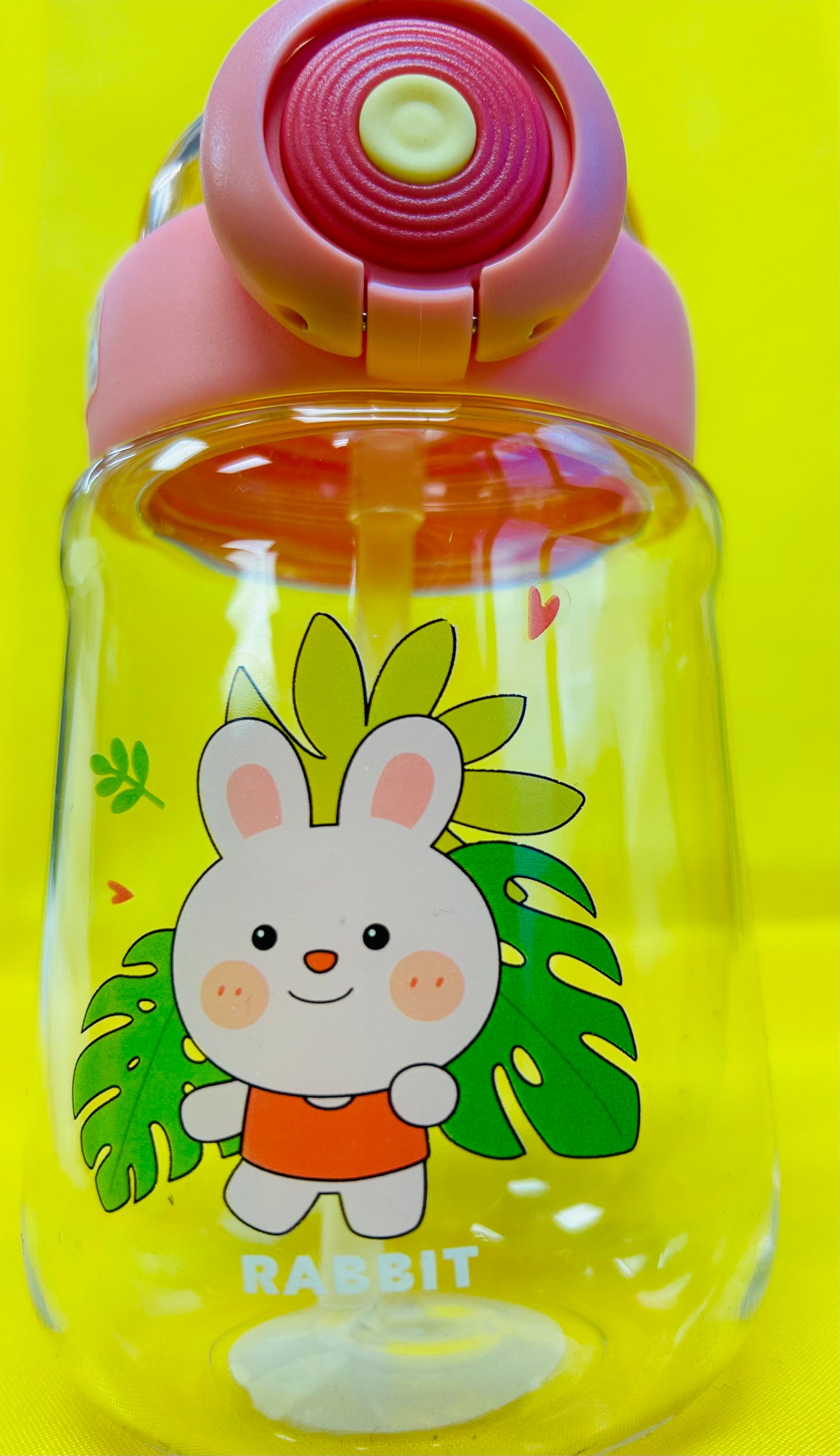 Water Bottle with Straw, BPA-Free, Eco-Friendly, Cute Design, Perfect for School, Sports & Travel - Reusable, Lightweight & Durable, Easy to Clean, Spill-Proof (Bunny)