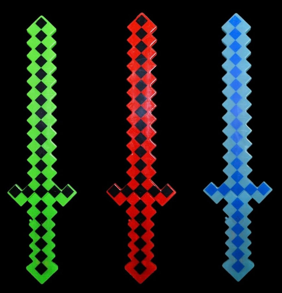 Pixel Diamond Toy Weapon Sword With LED Lights & Sound Pixel Weapon