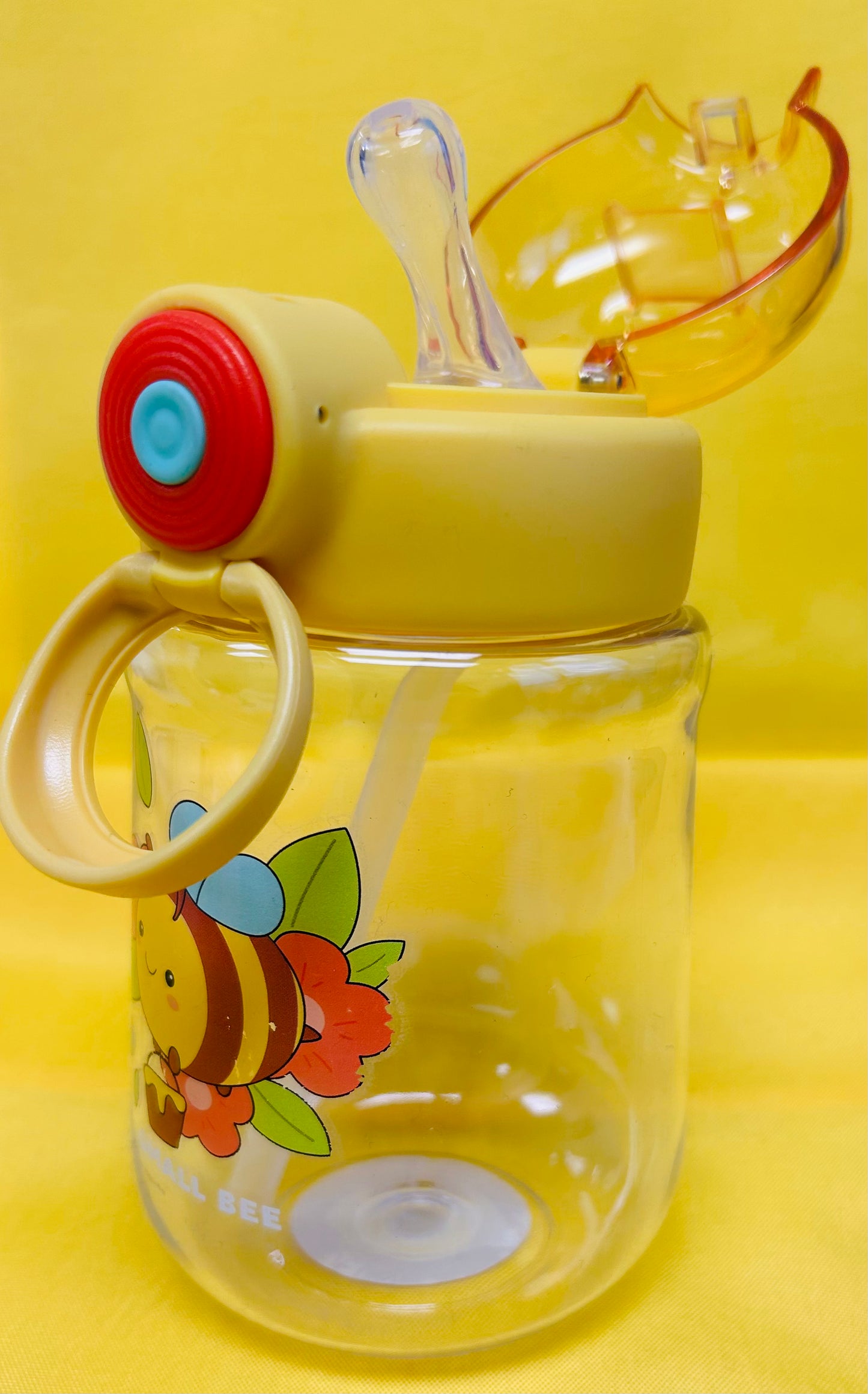 Water Bottle with Sippy Straw, BPA-Free, Eco-Friendly, Cute Design, Perfect for travel - Reusable, Lightweight & Durable, Easy to Clean, Spill-Proof (Bee Kind)