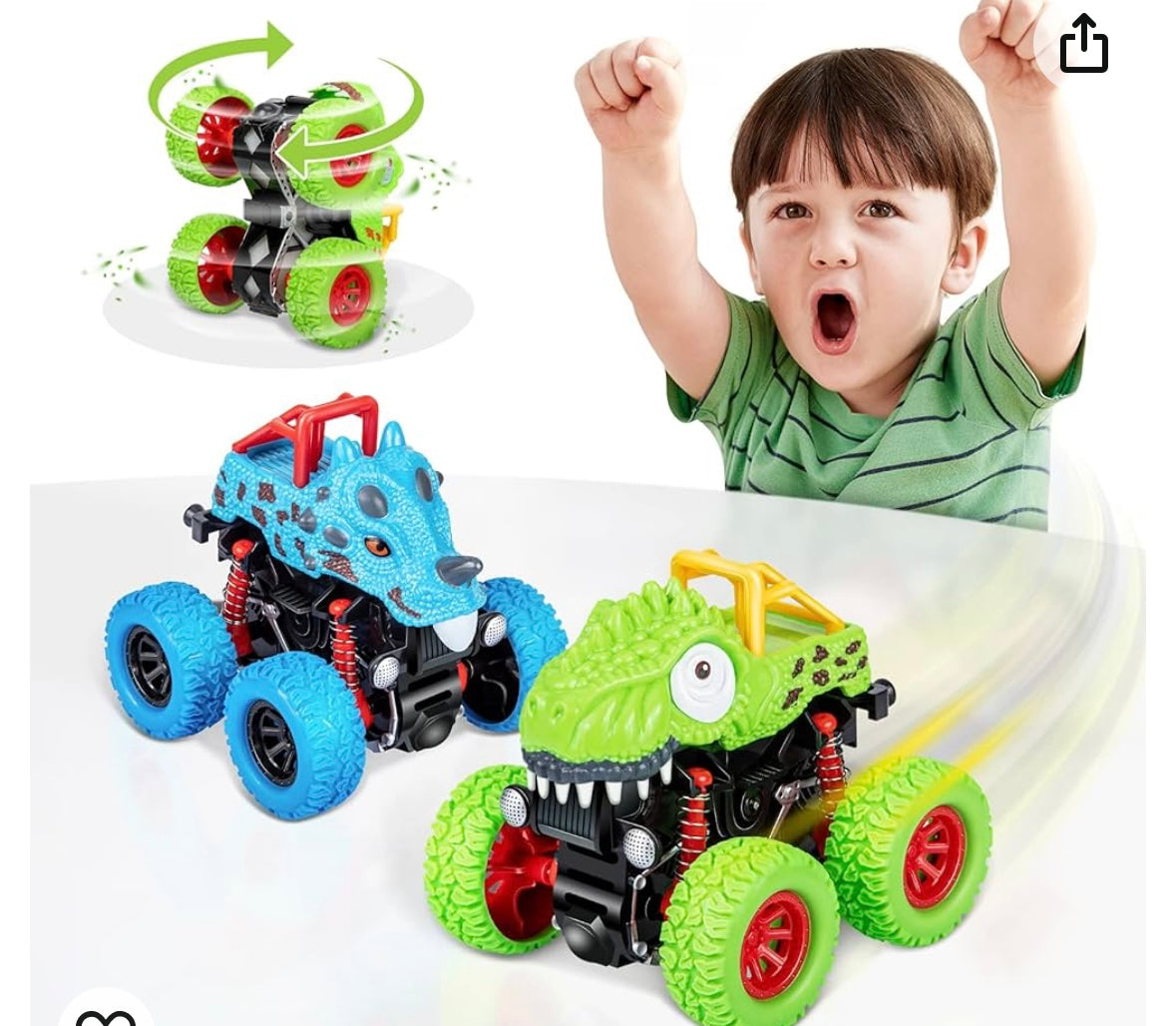 Dinosaur Toys, Pull Back Vehicles Toys Monster Truck Dino