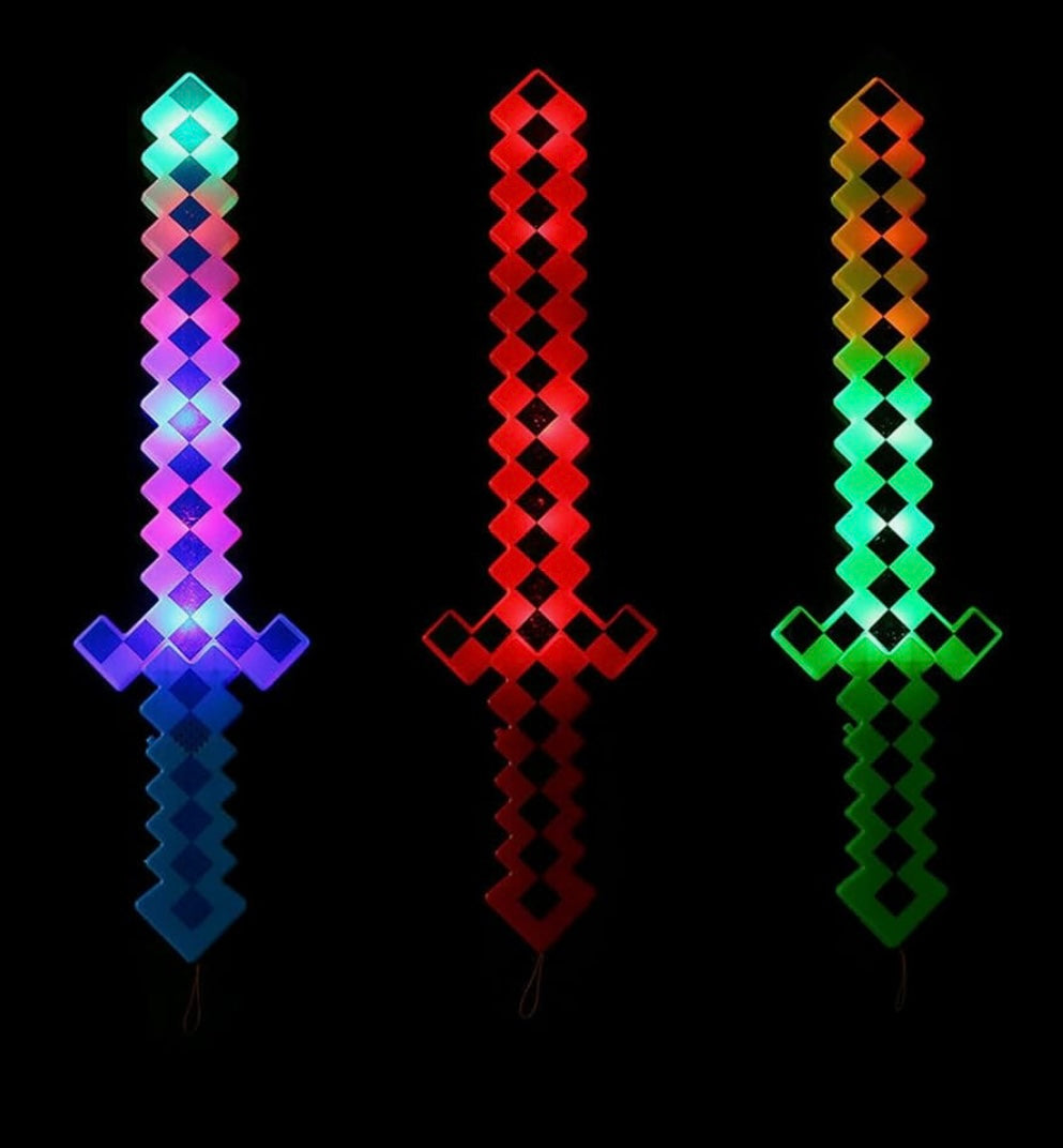 Pixel Diamond Toy Weapon Sword With LED Lights & Sound Pixel Weapon