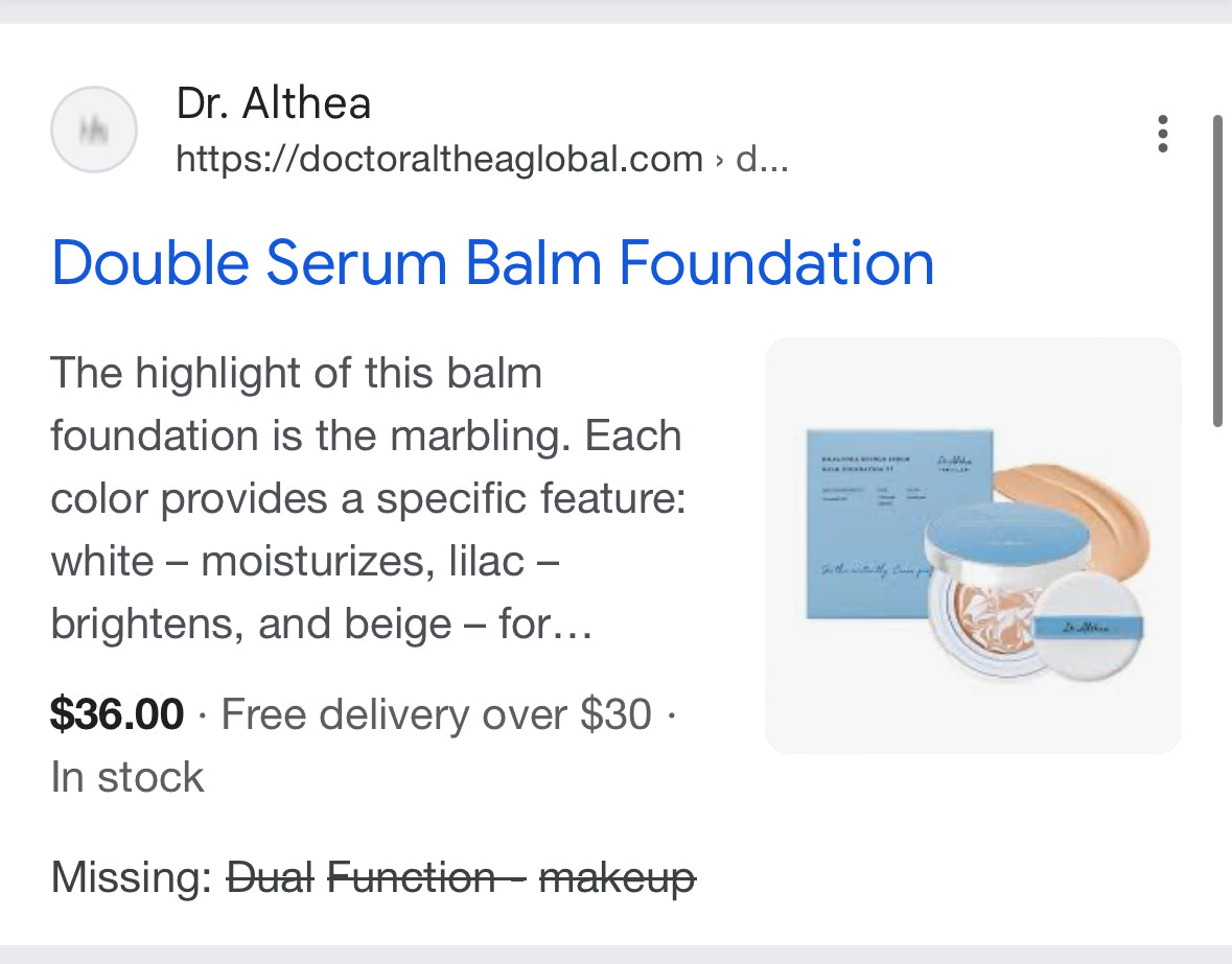 Dr.Althea Double Serum Balm Foundation, Full of essence, moisturizing, brightening, coverage, SPF 50+ / PA +++, Dual Function - makeup and skincare (Color #23)