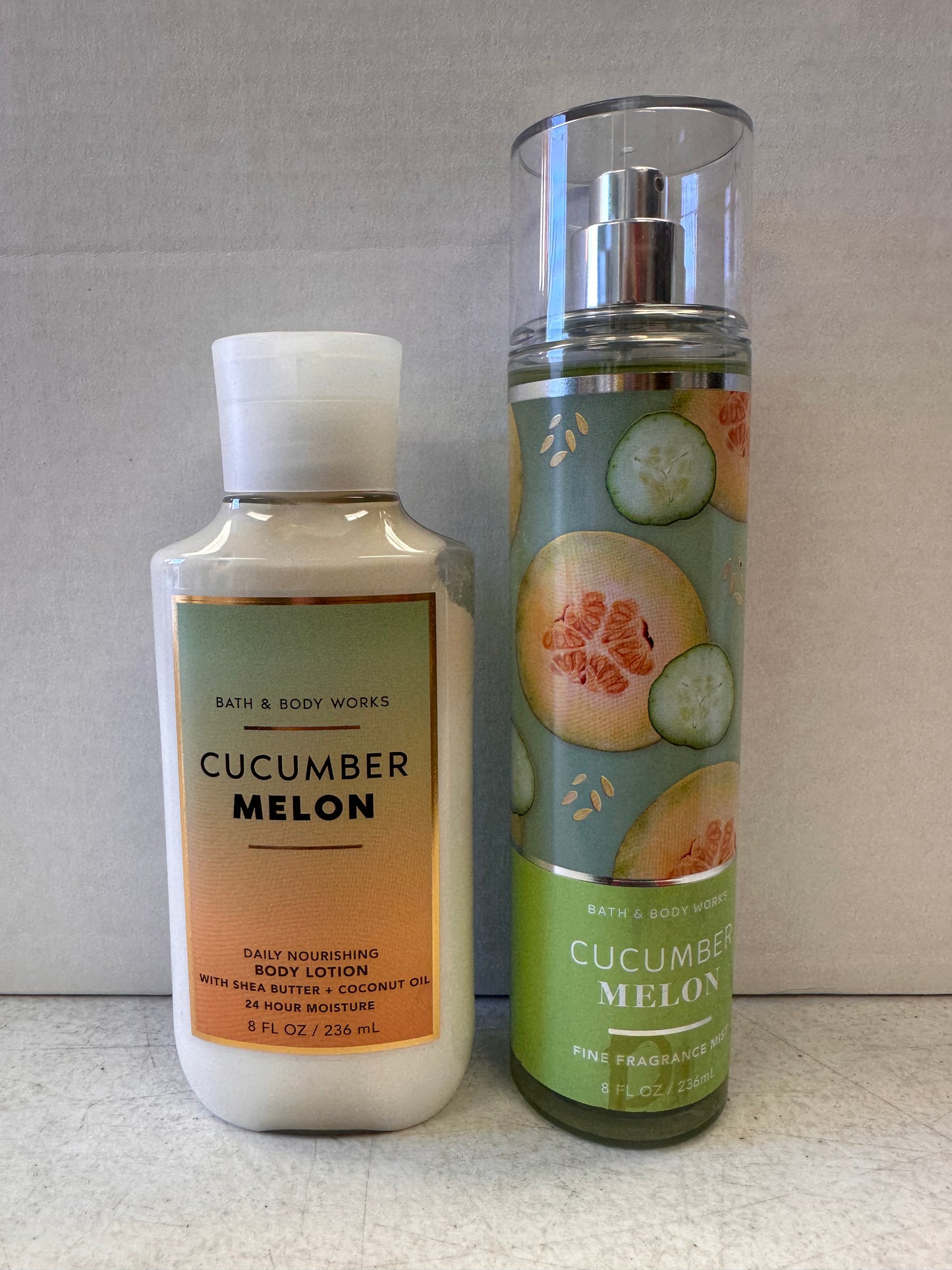 Bath and Body Works Set of 2 Cucumber Melon Body Lotion and Body Mist