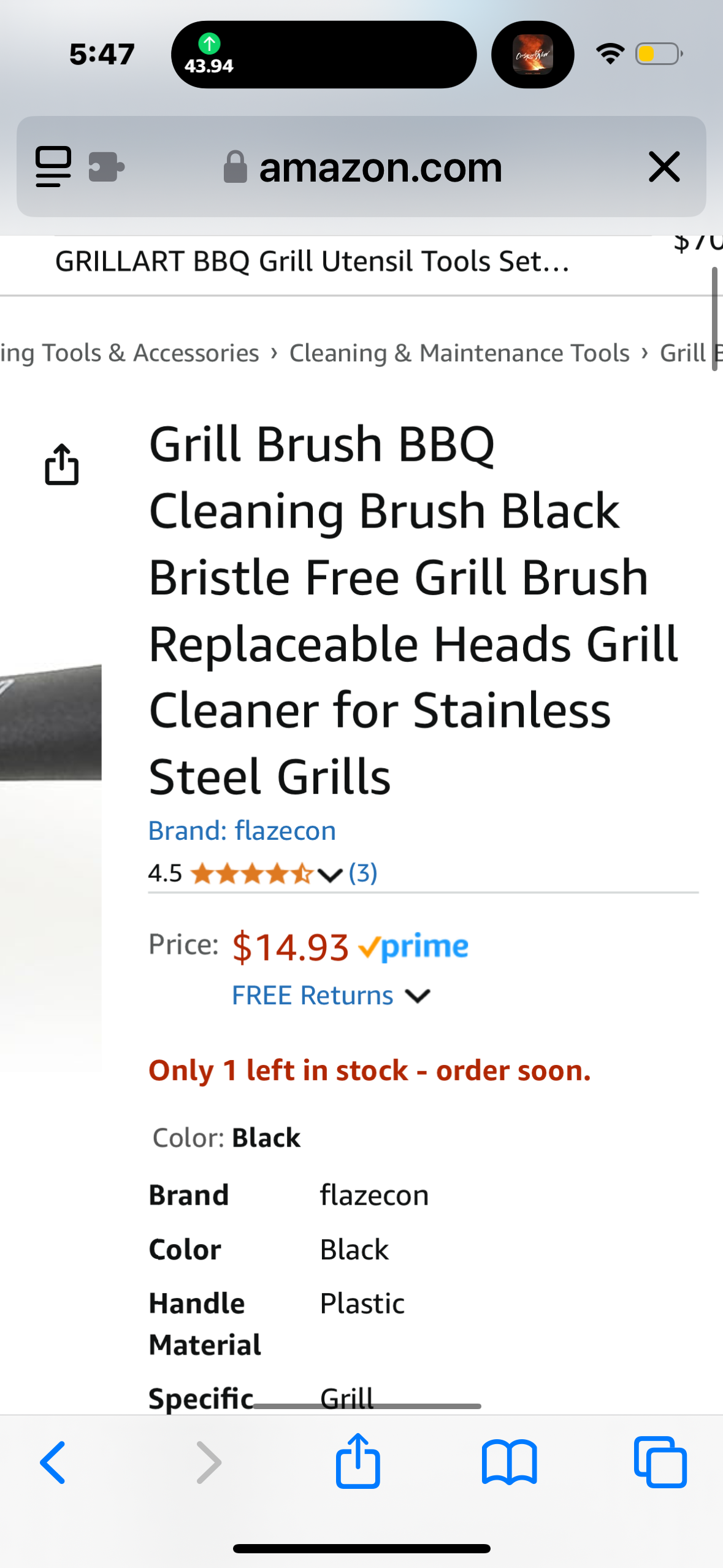 Grill Brush BBQ Cleaning Brush Black Bristle Free Grill Brush Replaceable Heads Grill Cleaner for Stainless Steel Grills