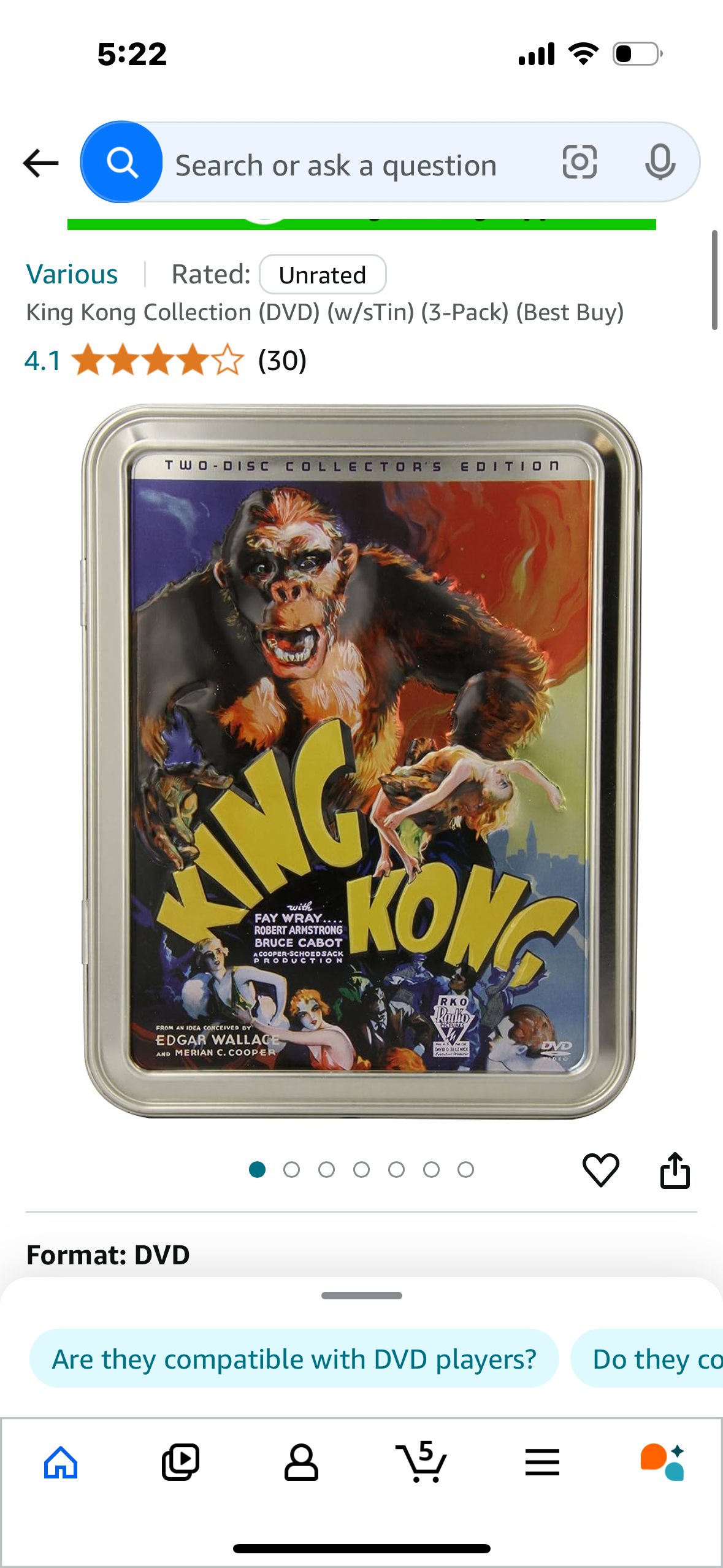 King Kong Collection (DVD) (w/sTin) (3-Pack) Collectors Edition